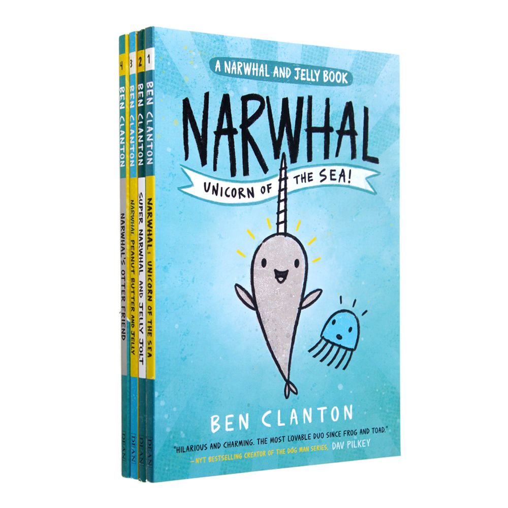 Photo of Narwhal & Jelly Series 4 Books Set by Ben Clanton on a White Background