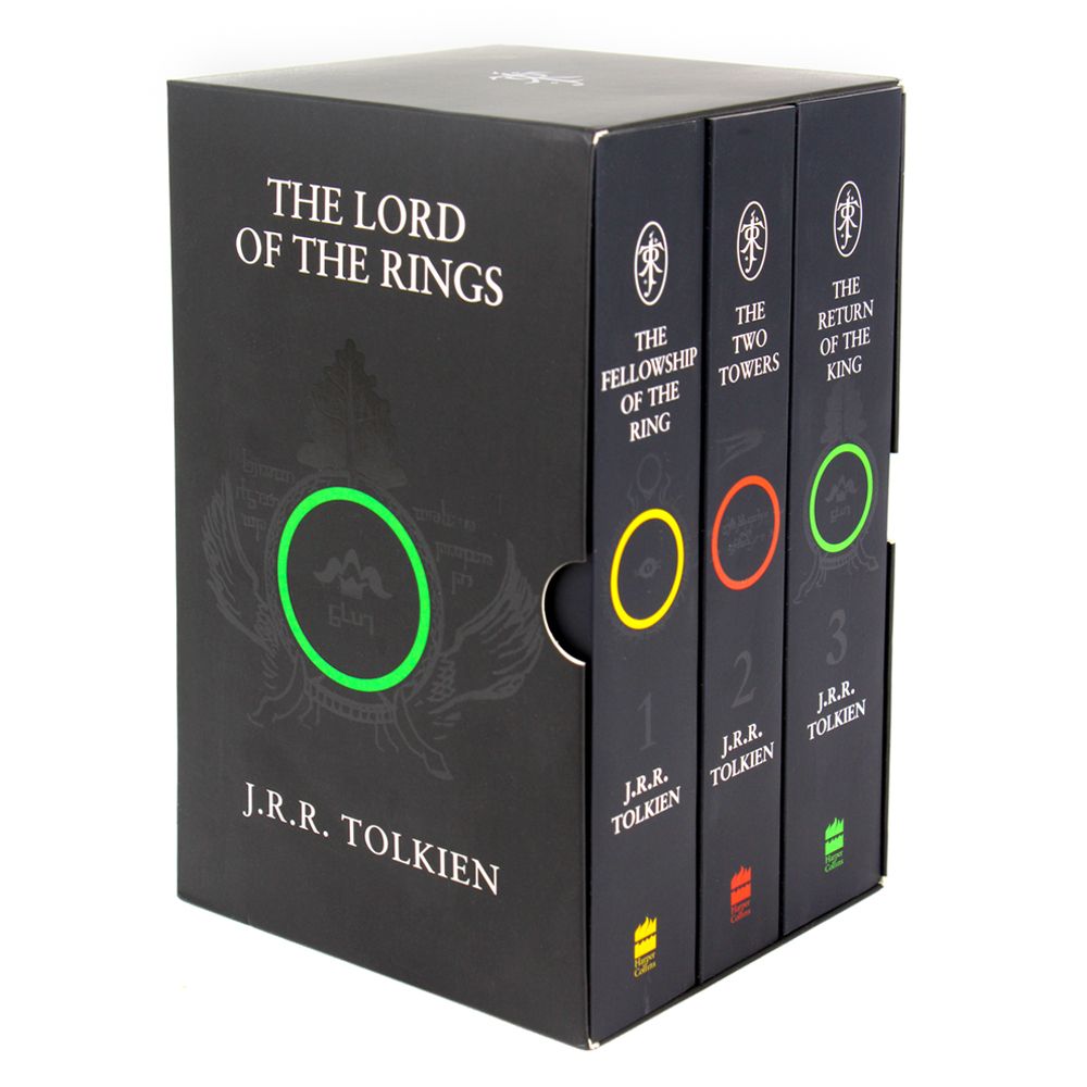 Photo of the Lord of The Rings Box Set by J.R.R. Tolkien on a White Background