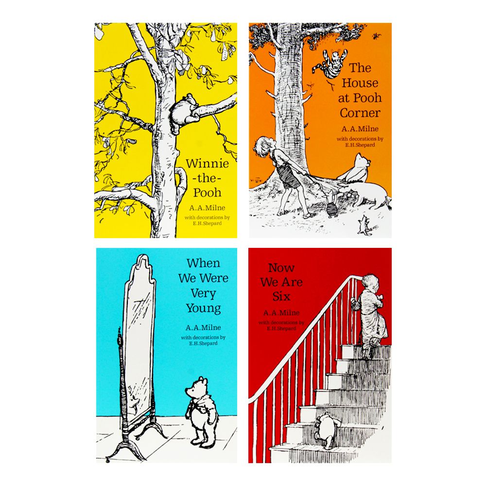 Photo of Winnie the Pooh Classic Collection 4 Books Set Covers by A.A. Milne on a White Background