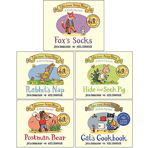 Julia Donaldson Tales From Acorn Wood Series Collection 5 Books Set (Fox's Socks, Hide-And-Seek Pig, Rabbit's Nap, Postman Bear, Cat's Cookbook)