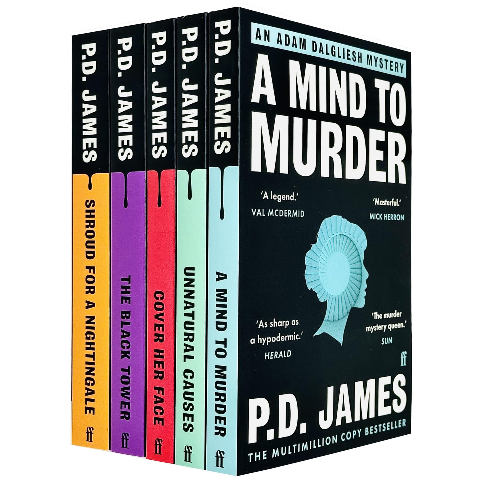 P D James Adam Dalgliesh Series 5 Books Collection Set (A Mind to Murder, Unnatural Causes, Shroud for a Nightingale, Cover Her Face, The Black Tower)