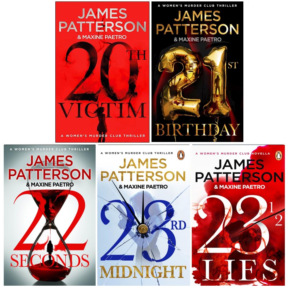 Women's Murder Club Series by James Patterson | 5 Book Collection Set (20th Victim,21st Birthday,22 Seconds,23rd Midnight, 23 1/2 Lies) Thriller Books