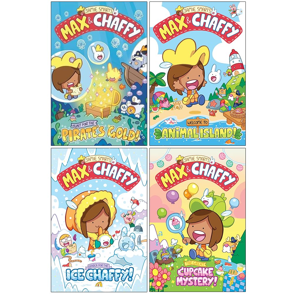 Max and Chaffy Series 4 Books Collection Set By Jamie Smart (Hunt For the Pirates Gold!, Animal Island, Search for Ice Chaffy! & The Great Cupcake Mystery!)