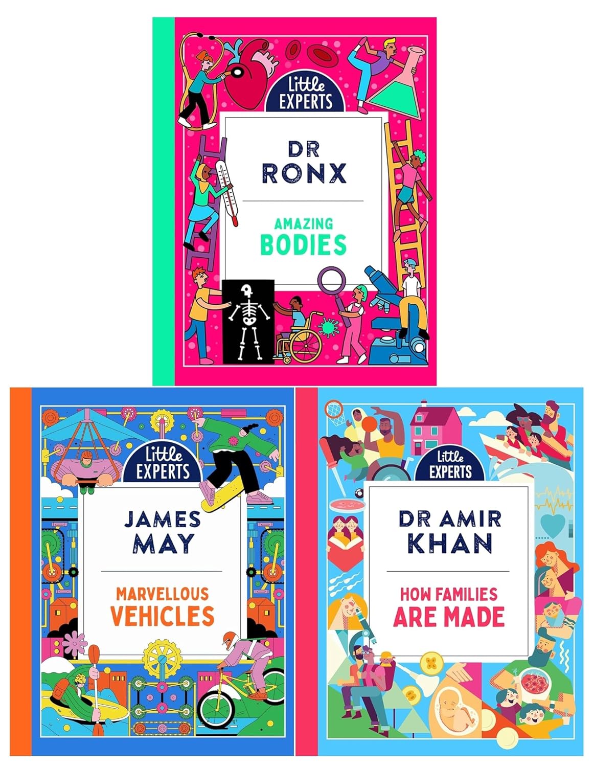 Little Experts Series Collection 3 Hardback Books on Marvellous Vehicles, Amazing Bodies, and How Families are Made for Young Readers!