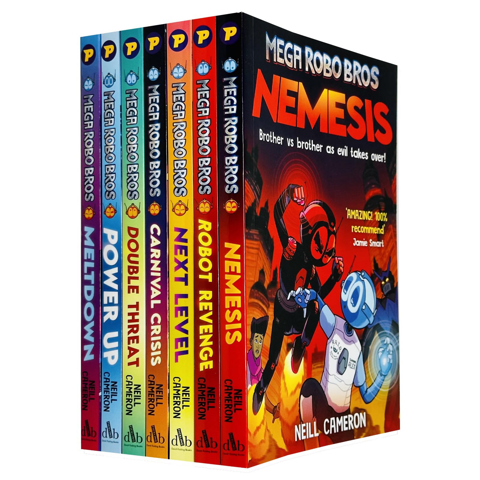 Mega Robo Bros Series Volume 1-7 Books Collection Set By Neil Cameron(Meltdown, Power Up, Double Threat, Carnival Crisis, Next Level, Robot Revenge and Nemesis)