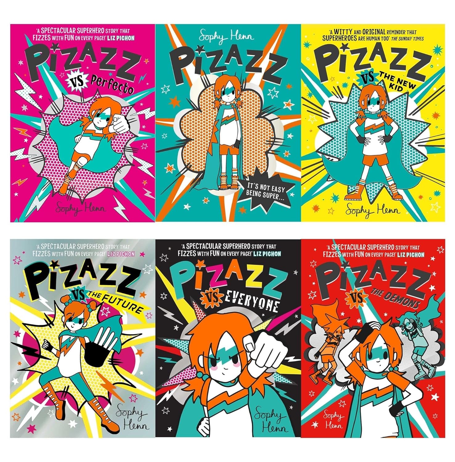 Sophy Henn Pizazz Series 6 Books Set Vol 1-6 (Pizazz vs the New Kid, Pizazz vs The Demons, Pizazz vs Everyone, Pizazz vs The Future & More!)