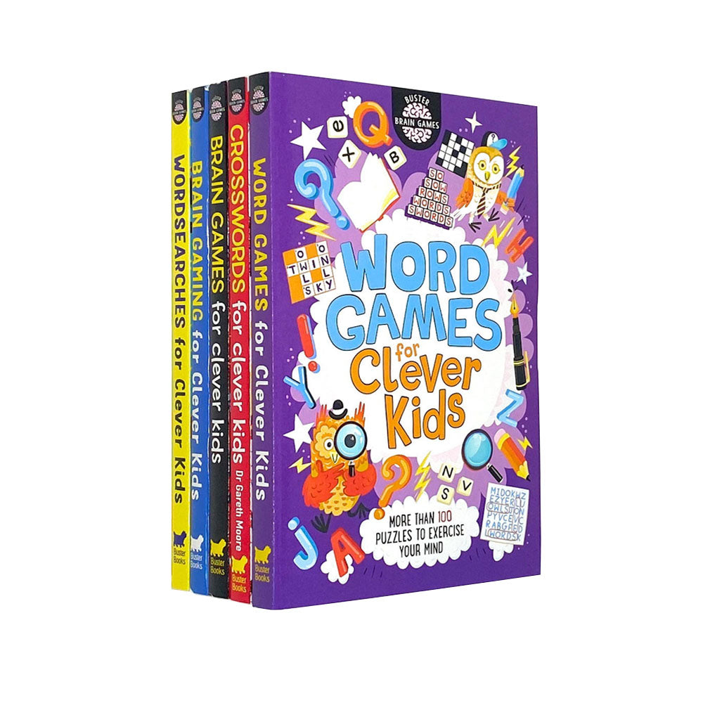 Clever Kids 5 Books Collection Set (Brain Games,Wordsearches..) By Gareth Moore