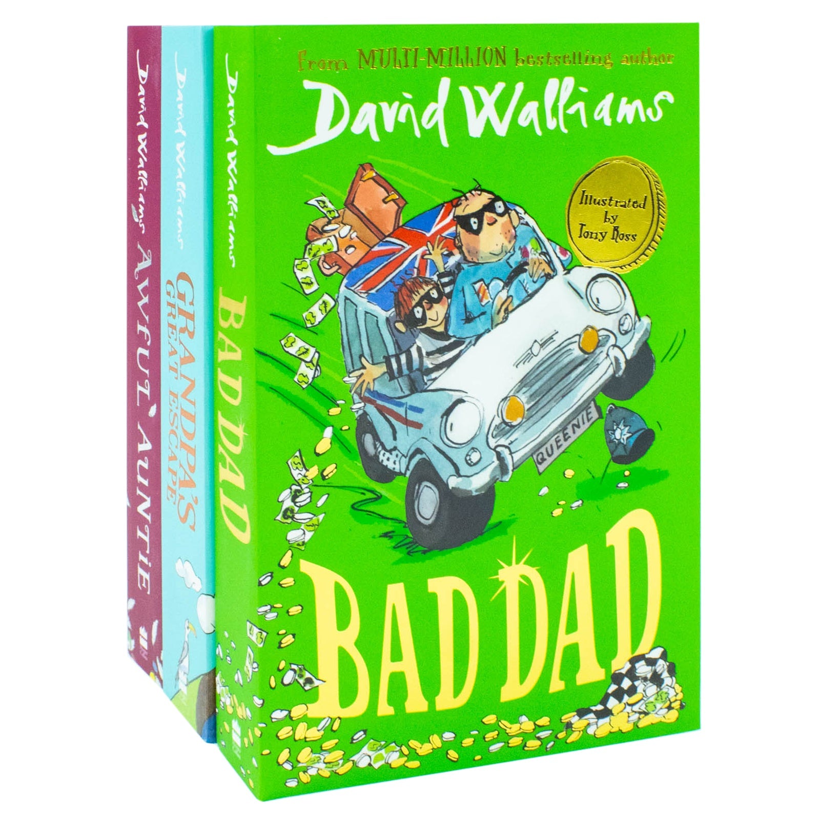 David Walliams 3 Funny Stories for Kids Ages 8+ Bad Day, Awful Auntie and Grandpa Great Escape Paperback Age 8+ Family Fun Stories