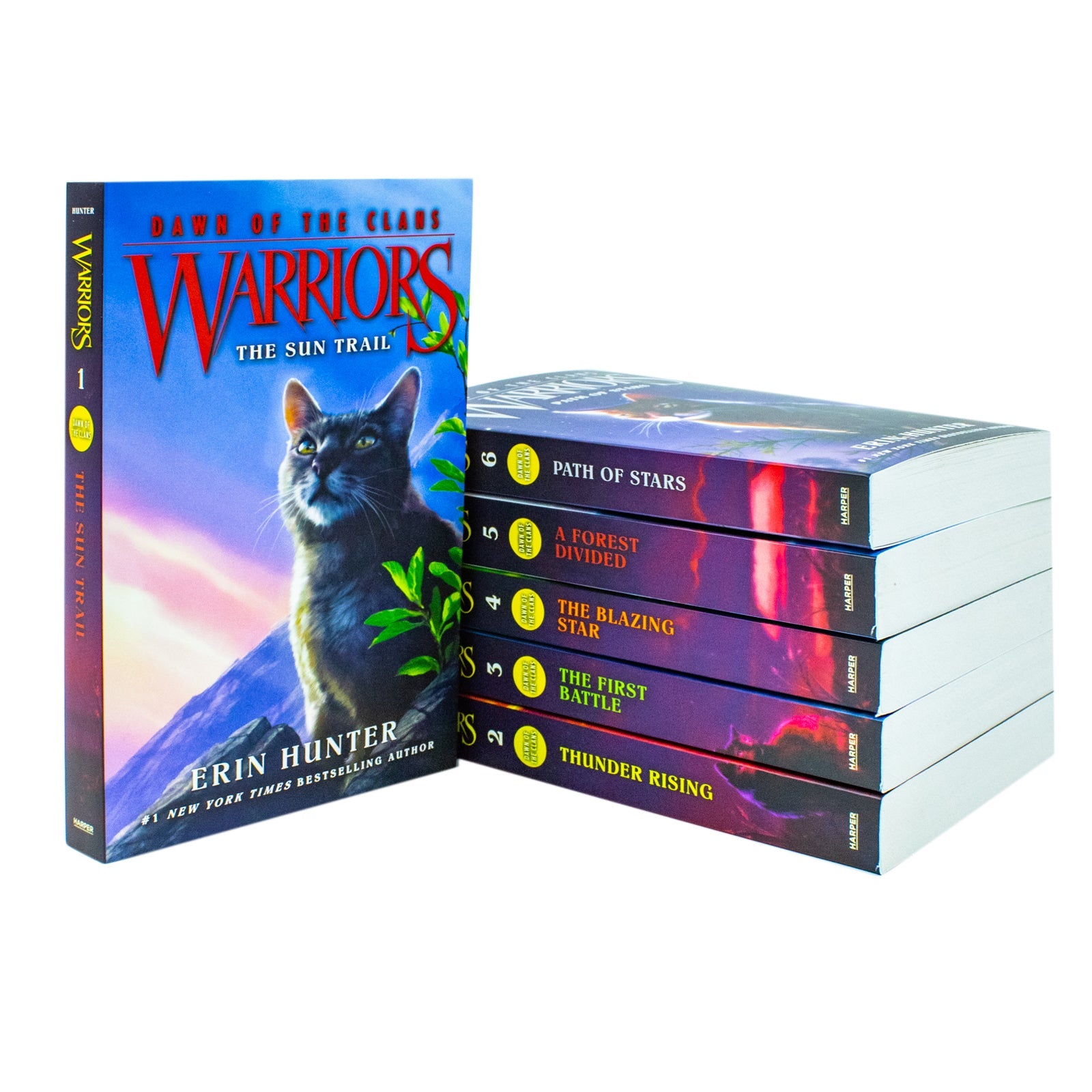 Warriors Cats Dawn of The Clans Prequel Book 1-6 Series 5 Books Collection Set By Erin Hunter(The Sun Trail, Thunder Rising, The First Battle, The Blazing Star, A Forest Divided & Path of Stars)