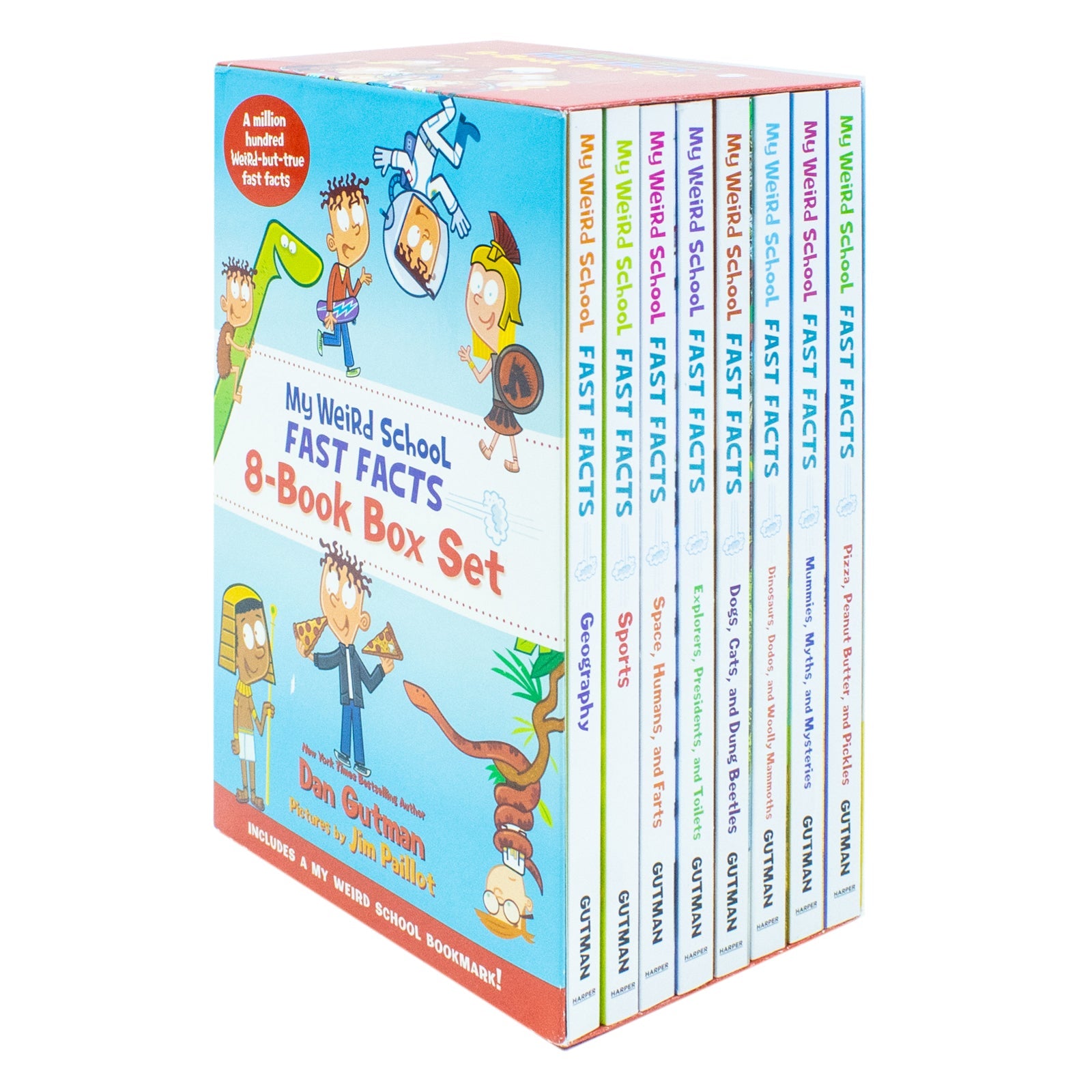 My Weird School Fast Facts By Dan Gutman: 8 Books Collection Box Set (Geography, Sports, Space Humans and Farts, Explorers Presidents and Toilets, Dogs Cats and Dung Beetles, Dinosaurs Dodos and Woolly Mammoths and More)