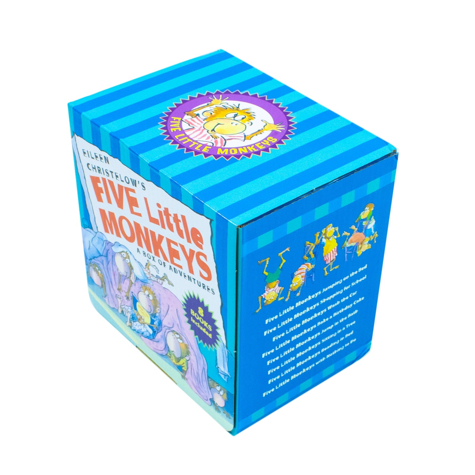 Five Little Monkeys Adventures 8 Books Collection Box Set By Eileen Christelow (Jumping on the Bed, Shopping for School,Wash the Car,Bake a Birthday Cake, Jump in the Bath,Sitting in a Tree & More)