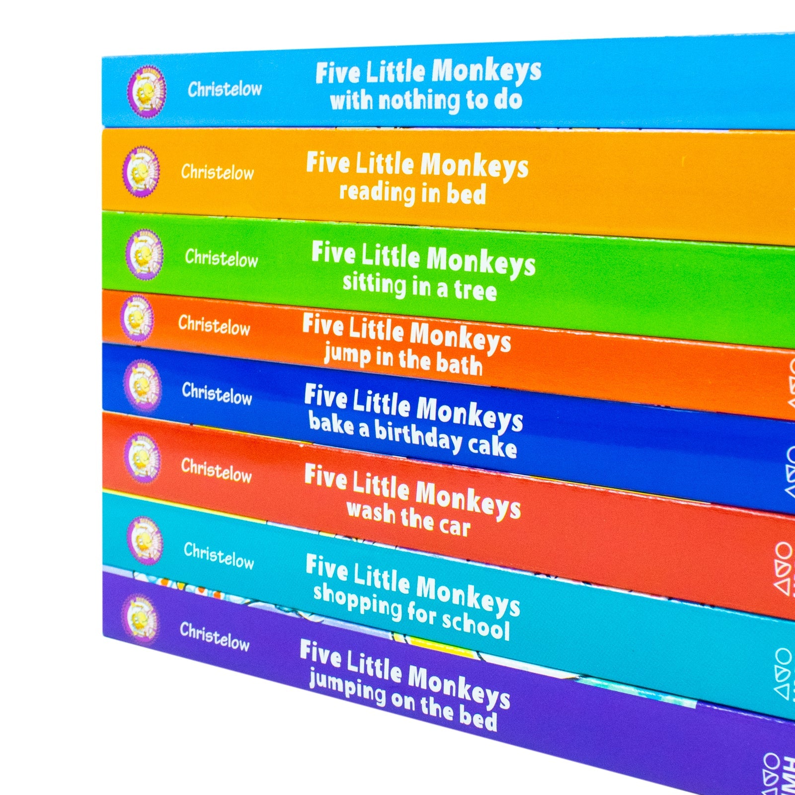 Five Little Monkeys Adventures 8 Books Collection Box Set By Eileen Christelow (Jumping on the Bed, Shopping for School,Wash the Car,Bake a Birthday Cake, Jump in the Bath,Sitting in a Tree & More)