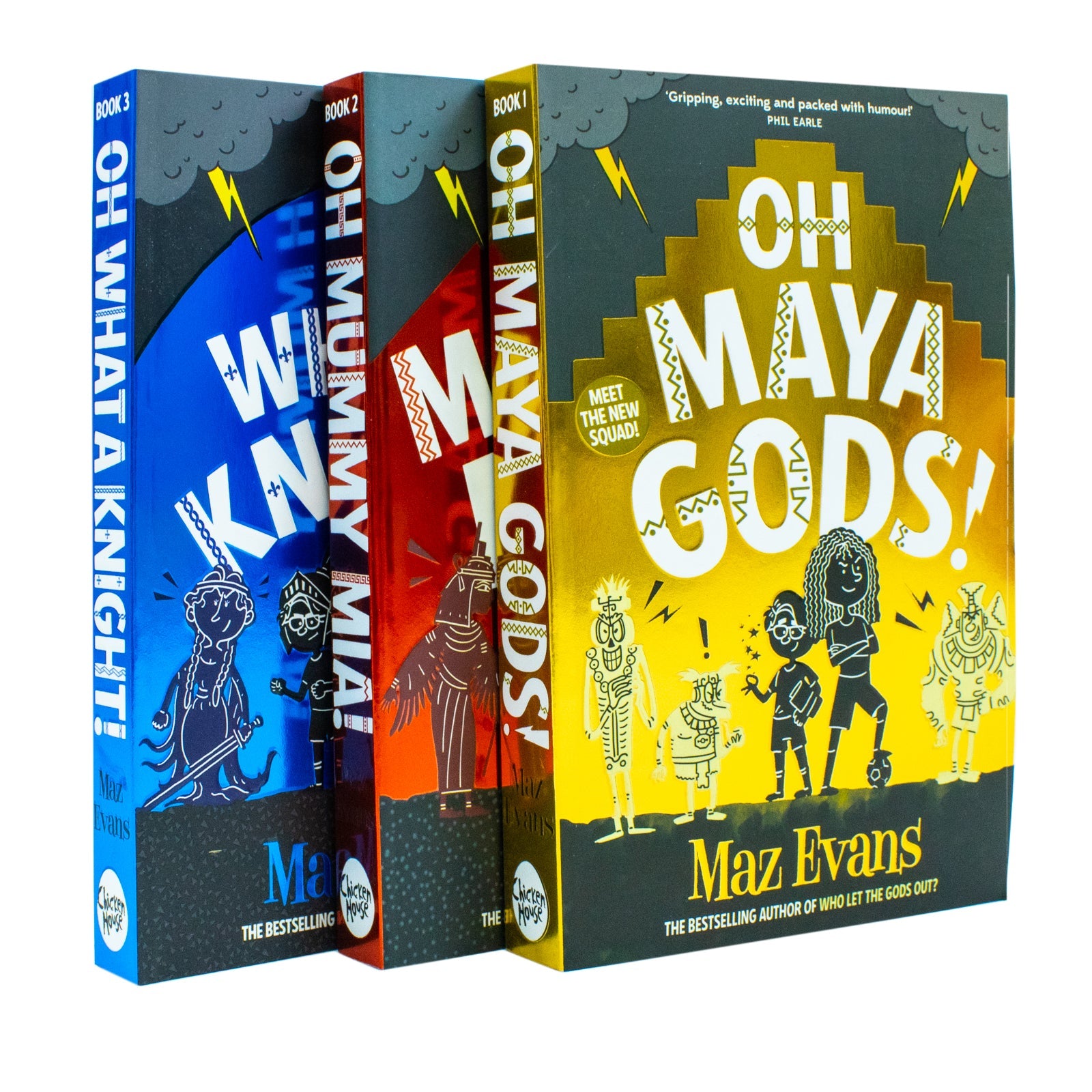 The Gods Squad Collection 3 Books Set by Maz Evans - Oh Maya Gods, Oh What a Knight, Oh Mummy Mia, Fiction for Children Ages 8+