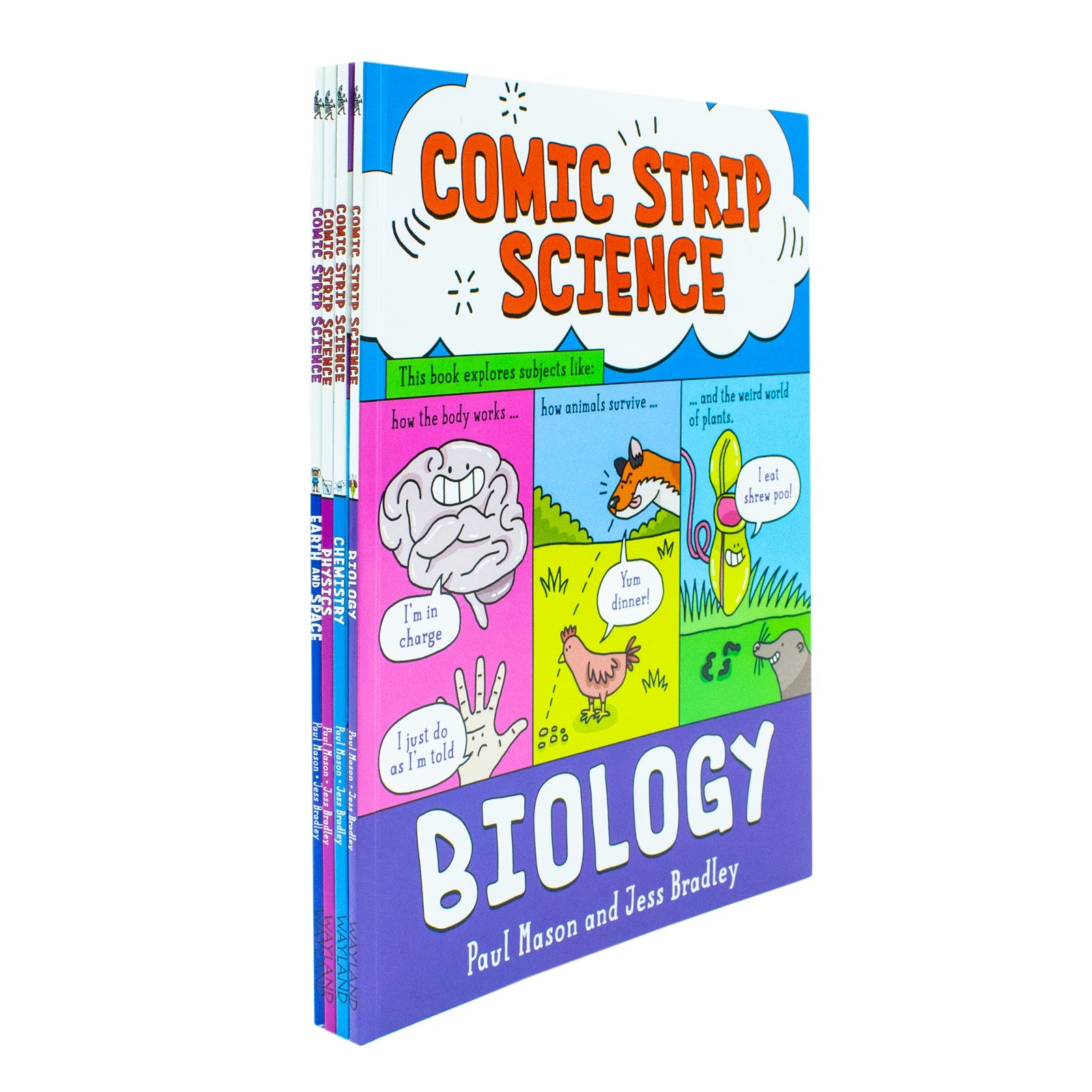 Comic Strip Science Series 4 Books Collection Set By Paul Mason - Fun Learning Experience for Ages 12 and Up in Biology, Physics, Earth Science & Chemistry