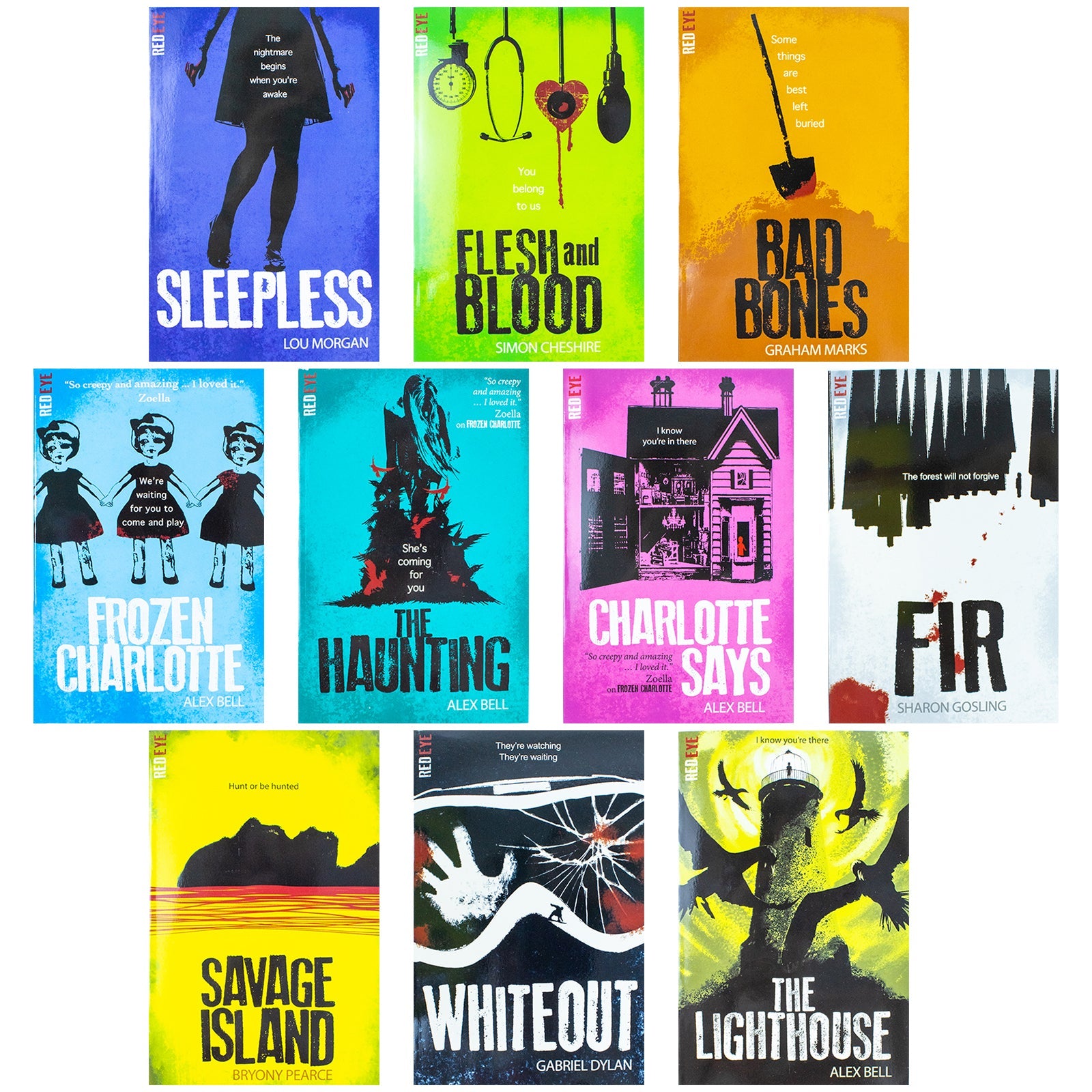 Red Eye Series Collection 10 Books Set (Flesh and Blood , Bad Bones, The Haunting , Sleepless, Frozen Charlotte, Fir , Charlotte Says ,Whiteout,The Lighthouse,Savage Island)