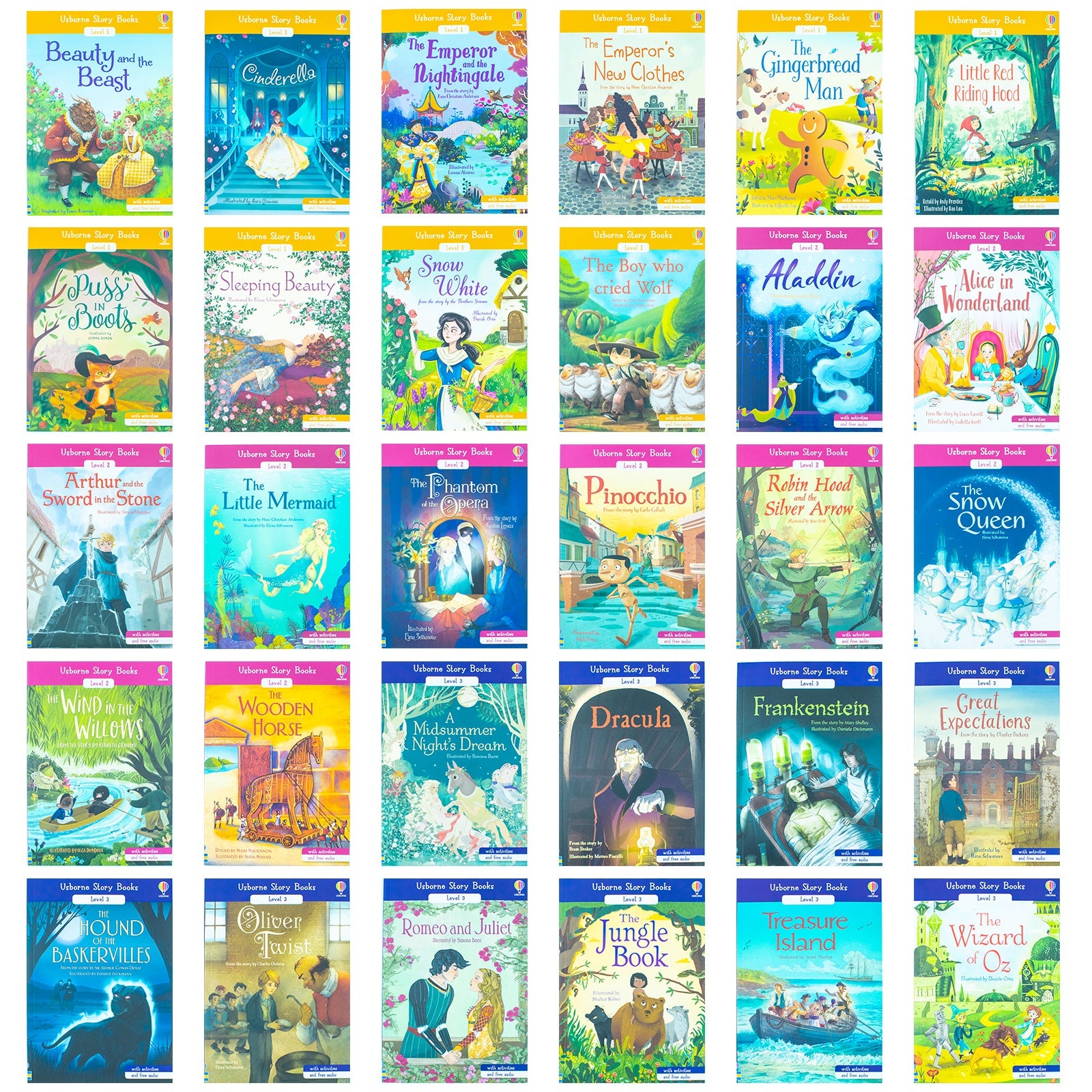 Usborne Storybook Reading Library 30 Books Box Set (Contains 30 Titles And 3 Levels)