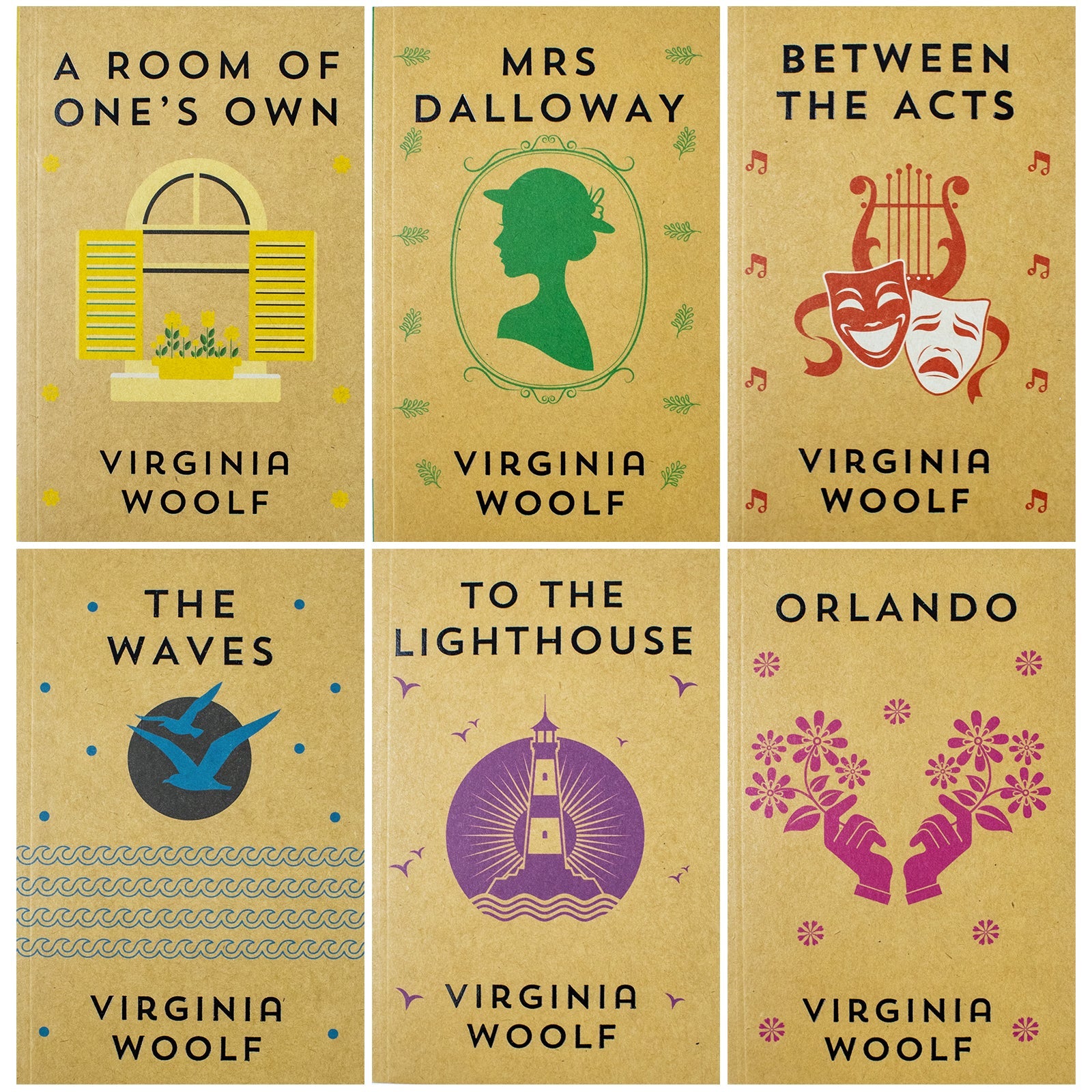 Virginia Woolf 6 books set (Between the Acts, The Waves, Orlando, To the Lighthouse, A Room, Mrs Dalloway)