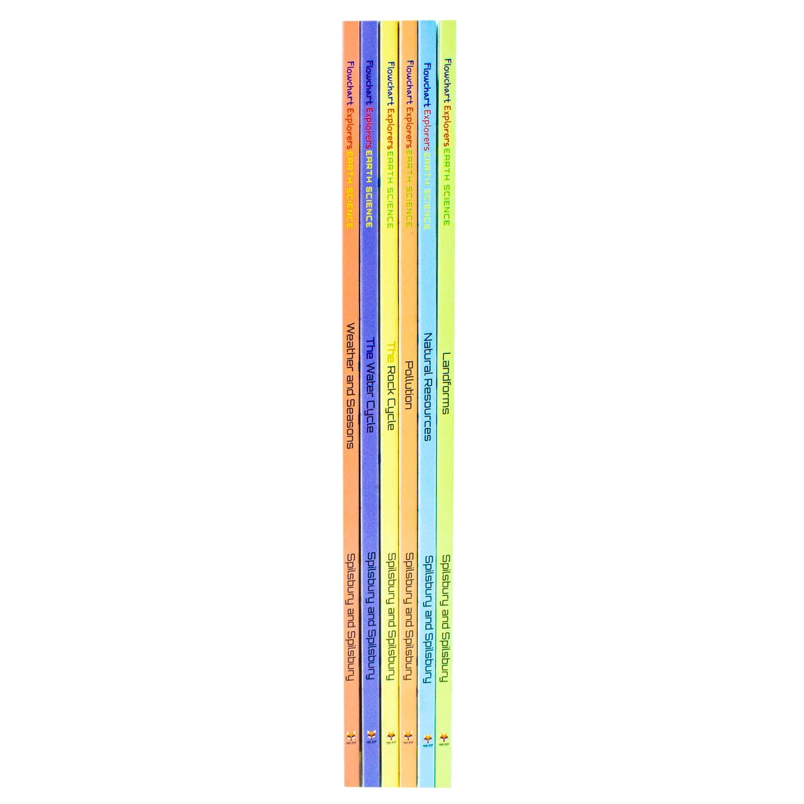 Flowchart Explorers Earth Science STEM 6 Books Set (Landforms, Natural Resources, Pollution, Rock Cycle, Water Cycle, Weather)