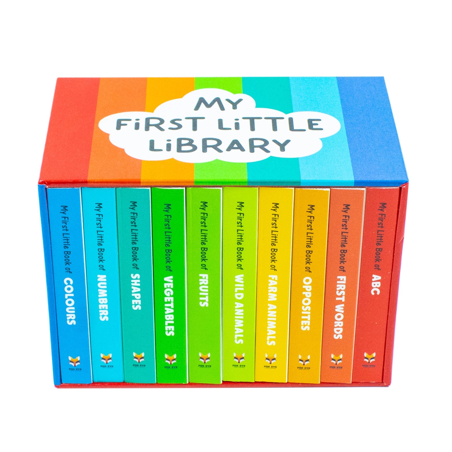 My first little library 10 board books set collection (ABC, Shapes, Numbers, Words, Colours, Farm Animals, Vegatables, Opposites) Age Baby 1+ year