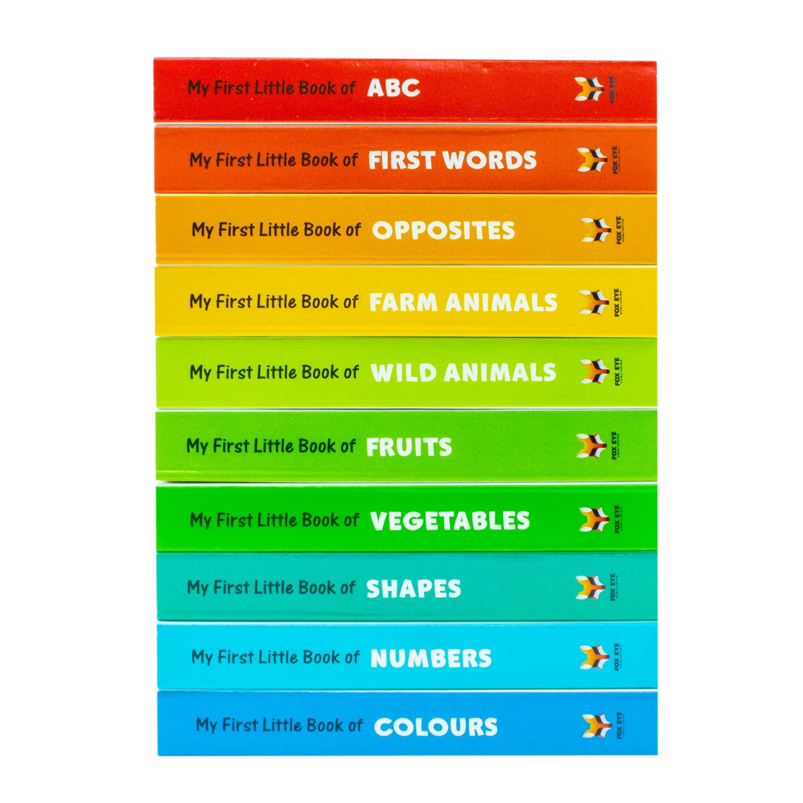 My first little library 10 board books set collection (ABC, Shapes, Numbers, Words, Colours, Farm Animals, Vegatables, Opposites) Age Baby 1+ year