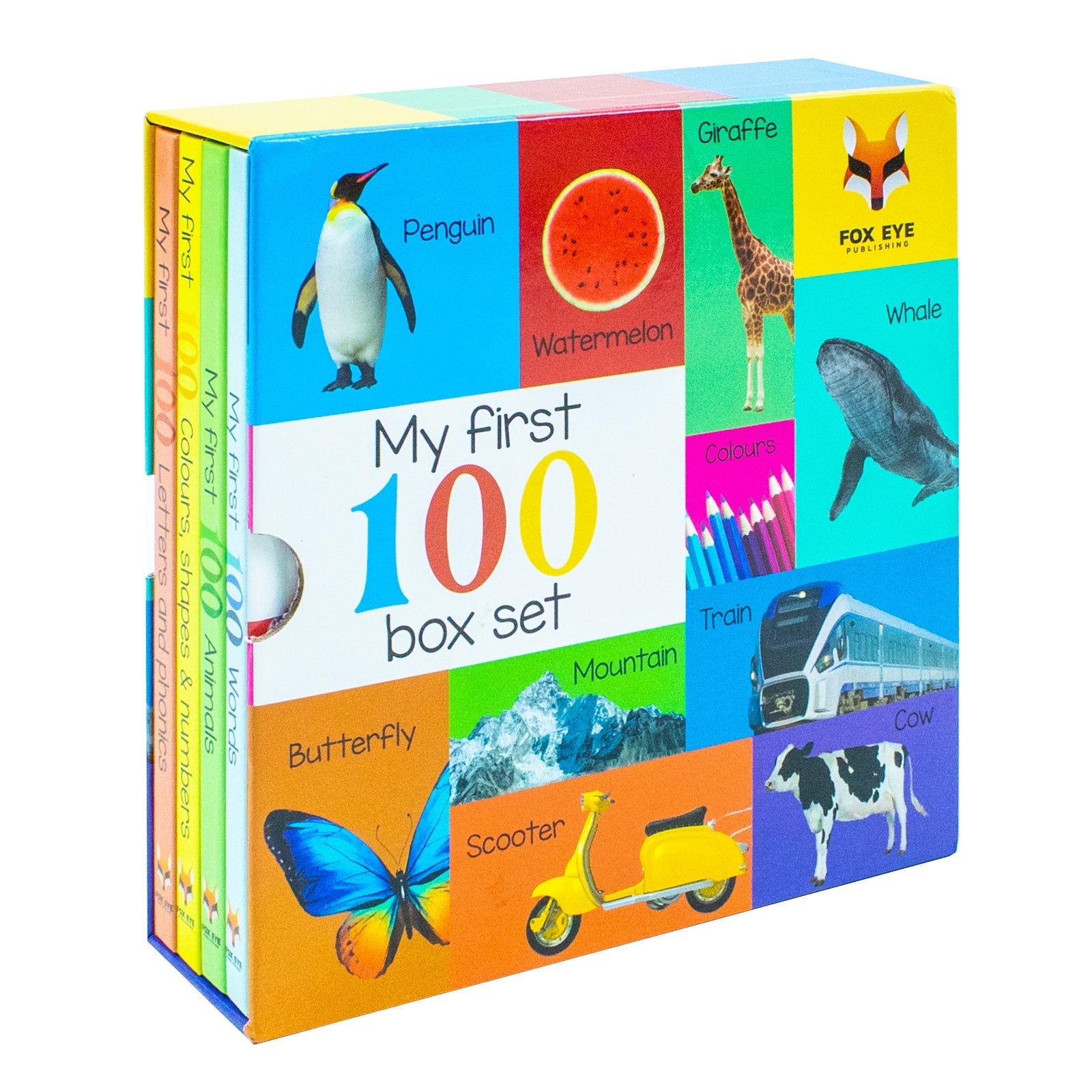 My First 100 Words Box Set 4 Board Books Collection Set(Words, Animals, Colours, Shapes and Numbers, Letters and Phonics)