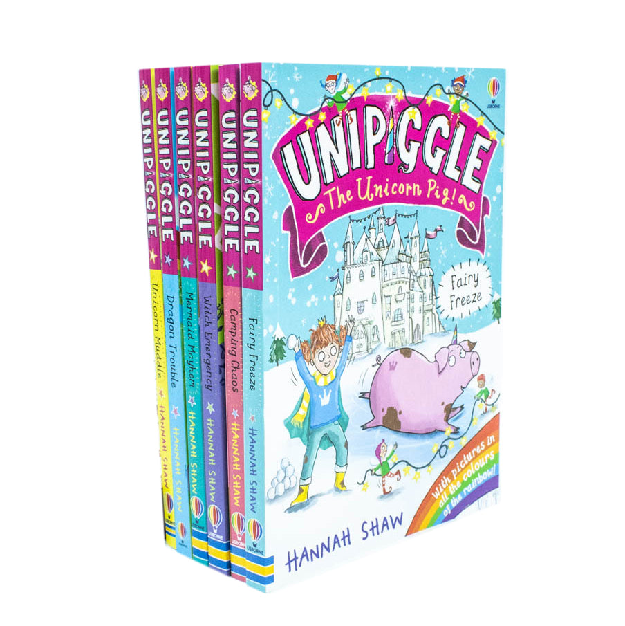 Unipiggle the Unicorn Pig Series 6 Books Collection Set by Hannah Shaw (Unicorn Muddle, Dragon Trouble, Mermaid Mayhem, Witch Emergency, Camping Chaos & Fairy Freeze)