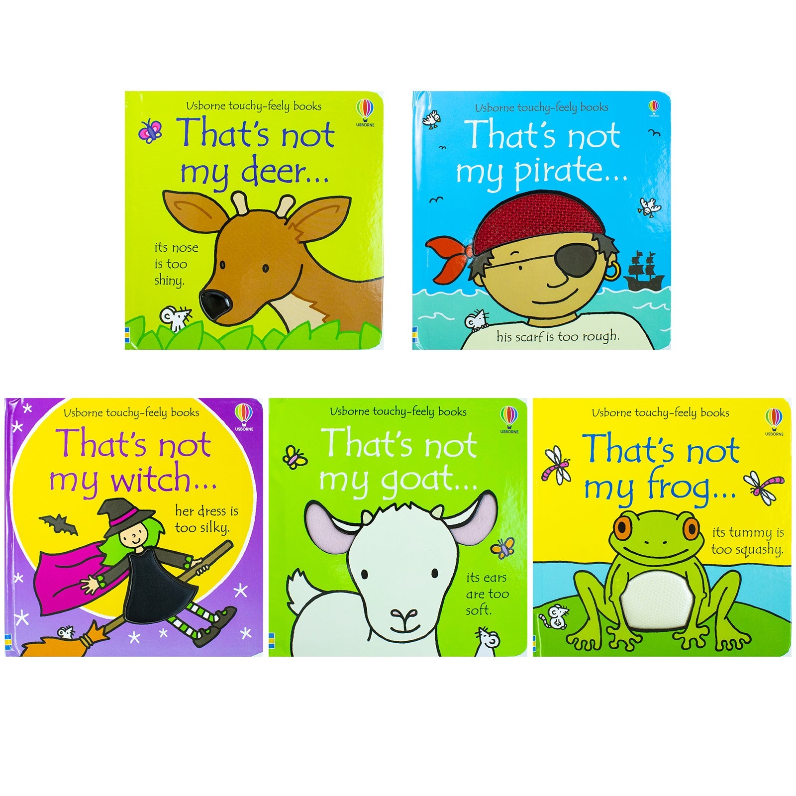 Usborne touchy-feely books That's not my Collection 4, 5 Books Box Set (Witch, Pirate, Goat, Frog, Deer)