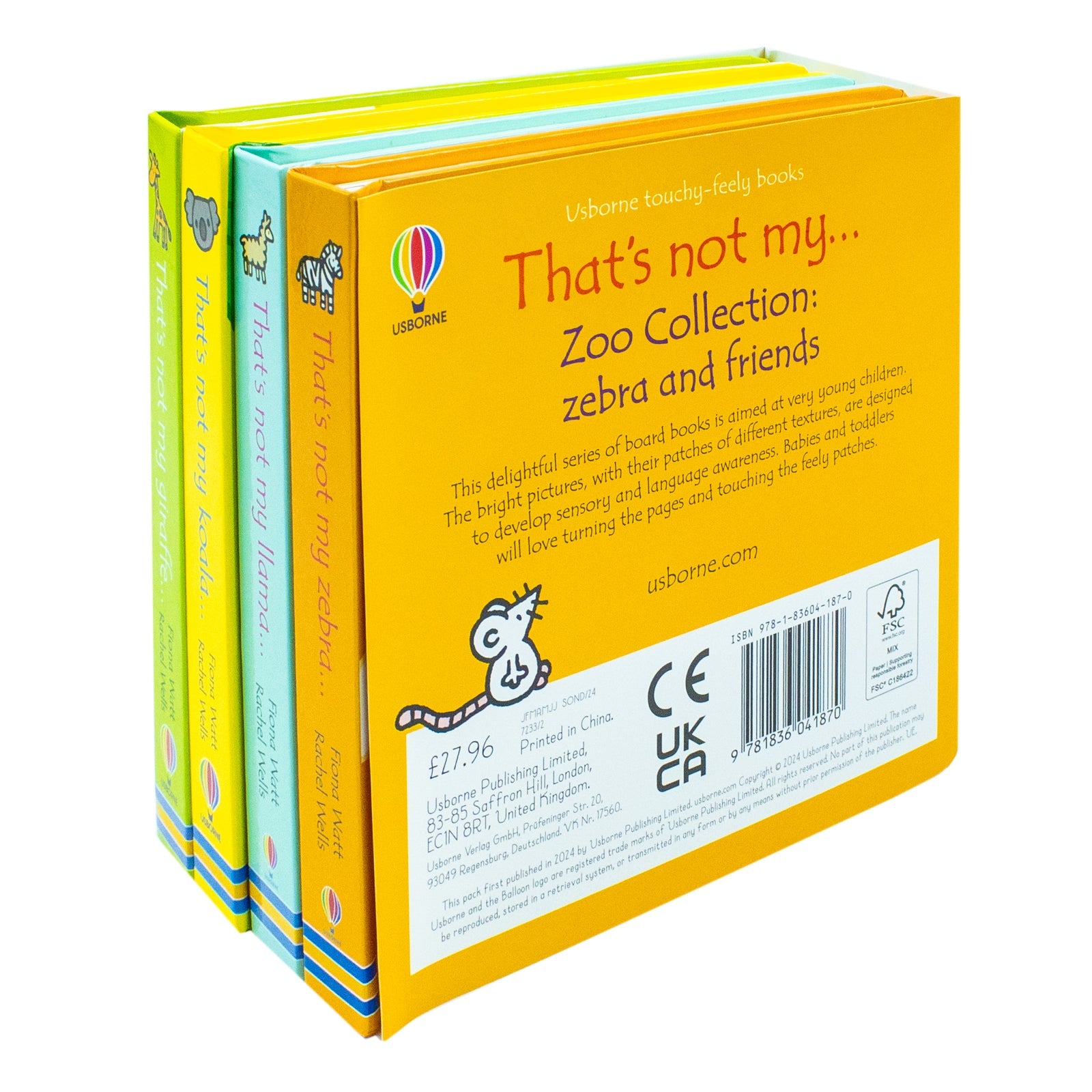 Usborne Touchy-Feely That's Not My Zoo Collection: Zebra & Friends - Interactive Board Books for Kids, Toddlers, Early Learning & Sensory Fun