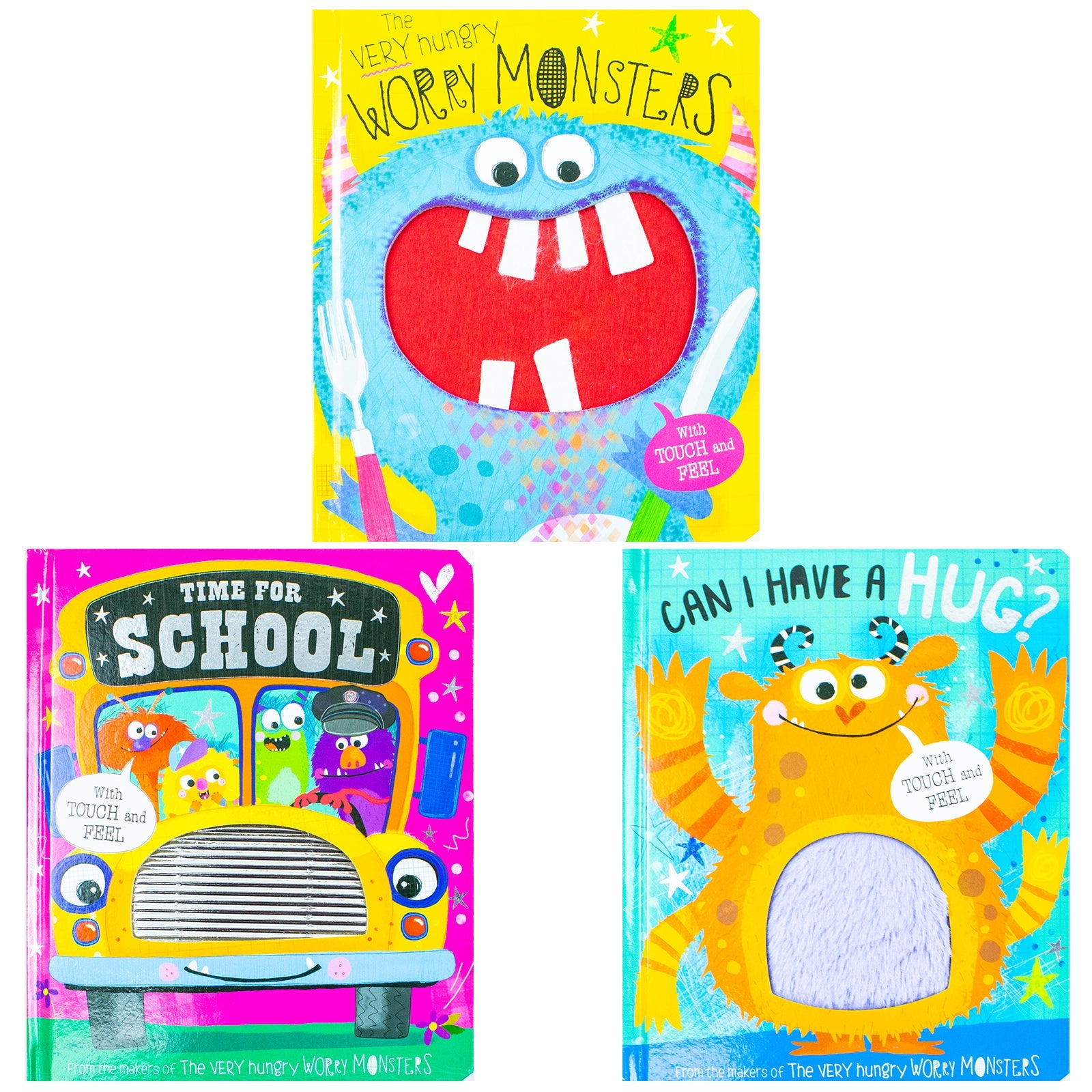 The Very Hungry Worry Monsters Touch and Feel Library Collection By Rosie Greening 3 Books Box Set