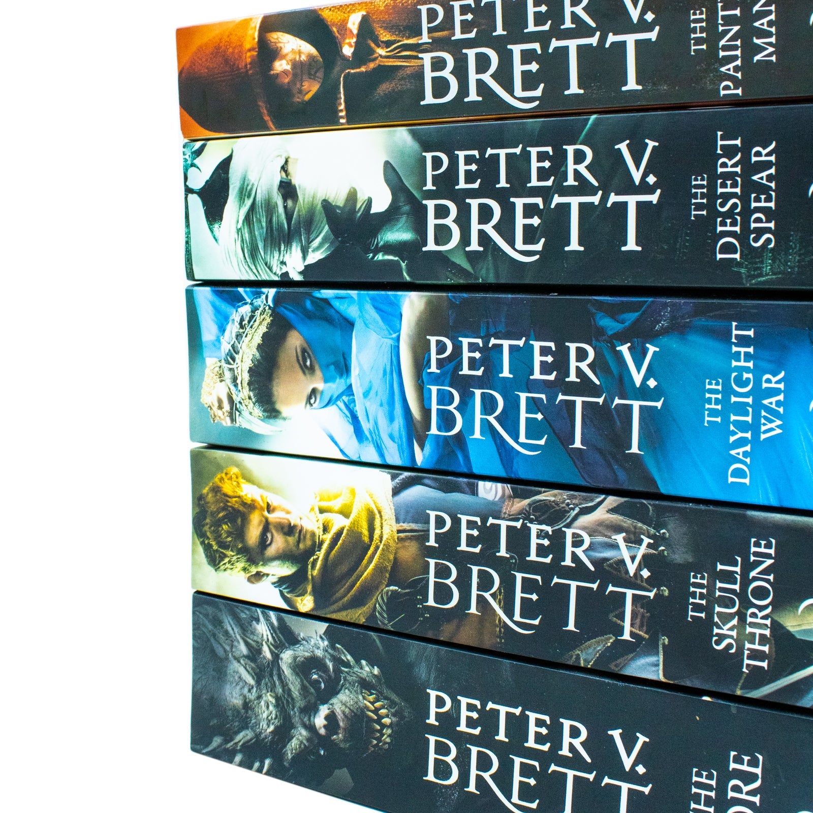 The Demon Cycle Series By Peter V. Brett Collection 5 Books Set The Painted Man, The Desert Spear, The Daylight War, The Skull Throne