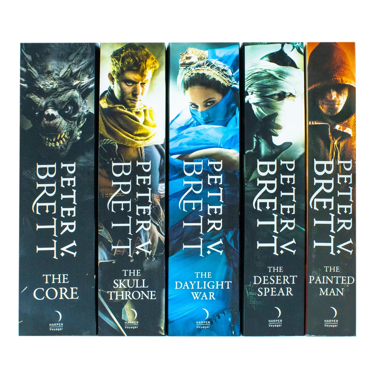 The Demon Cycle Series By Peter V. Brett Collection 5 Books Set The Painted Man, The Desert Spear, The Daylight War, The Skull Throne