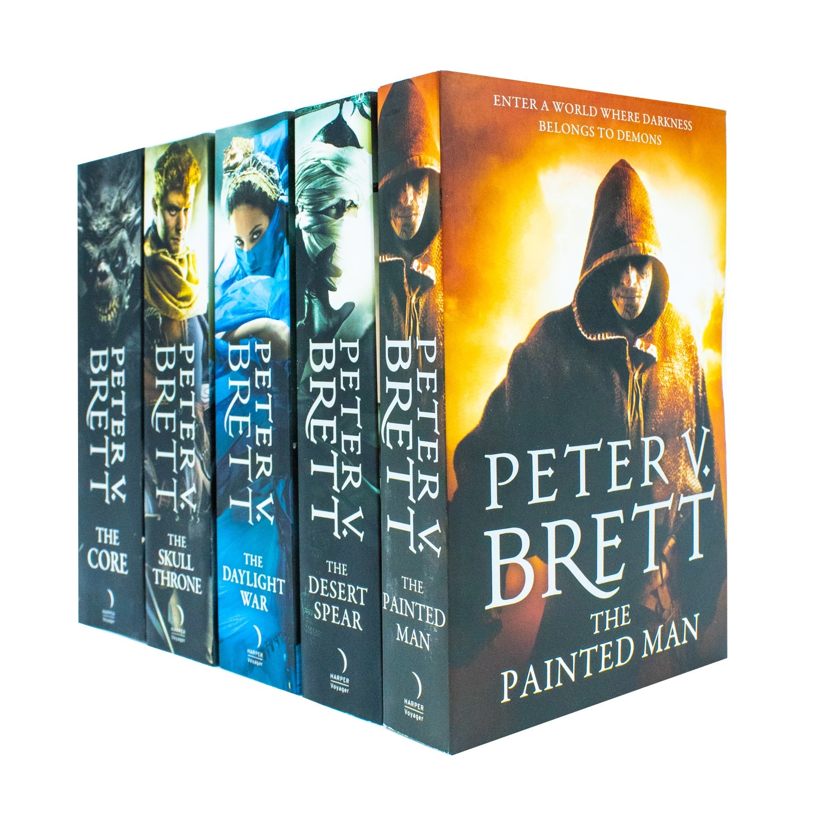 The Demon Cycle Series By Peter V. Brett Collection 5 Books Set The Painted Man, The Desert Spear, The Daylight War, The Skull Throne