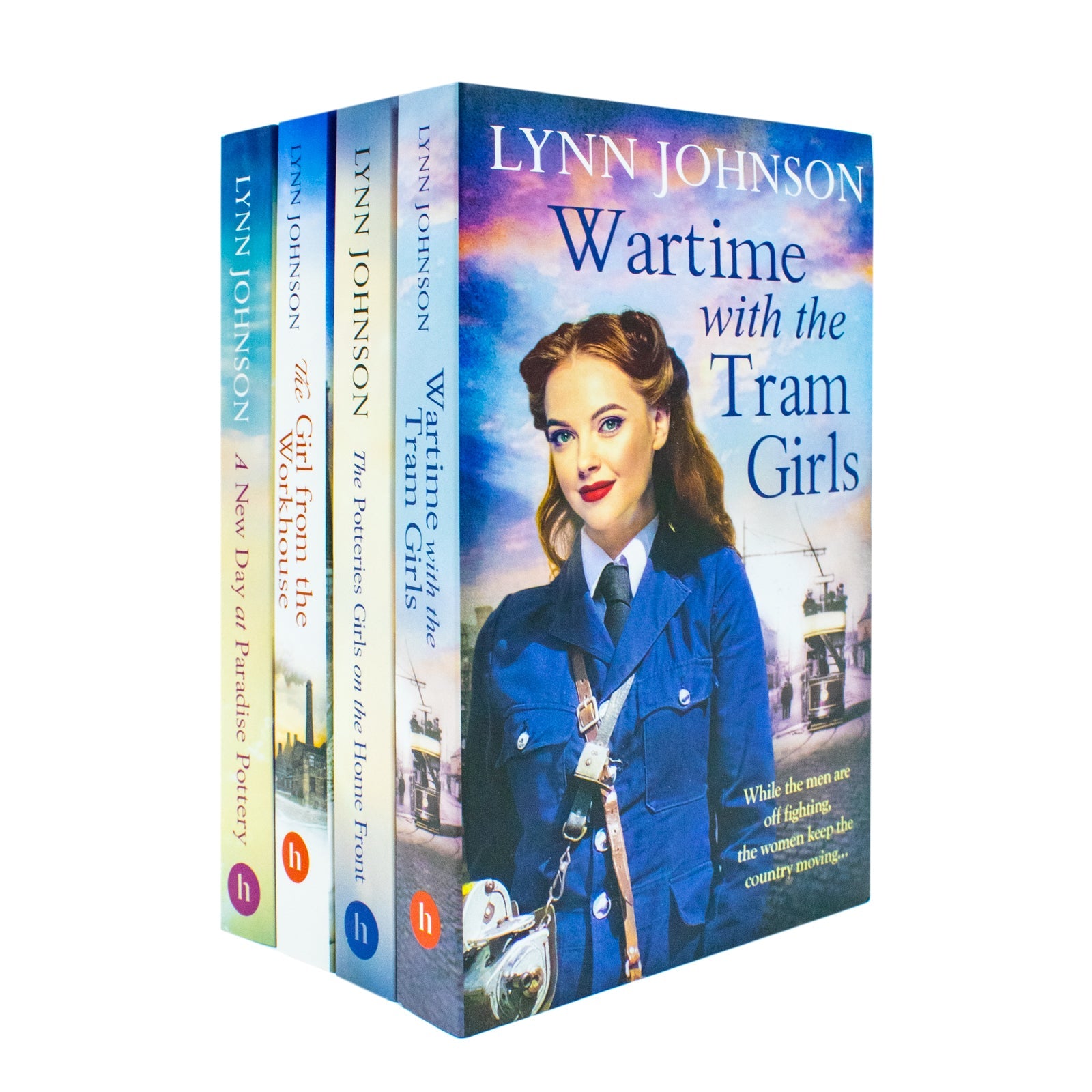 The Potteries Girls Collection 4 Books Set By Lynn Johnson (The Girl from the Workhouse, Wartime with the Tram Girls, The Potteries Girls on the Home Front & A New Day at Paradise Pottery)