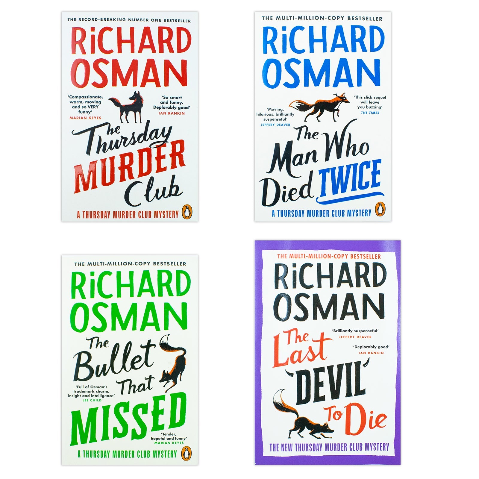 Richard Osman Collection 4 Books Set (The Thursday Murder Club, The Man Who Died Twice, The Bullet That Missed, The Last Devil To Die