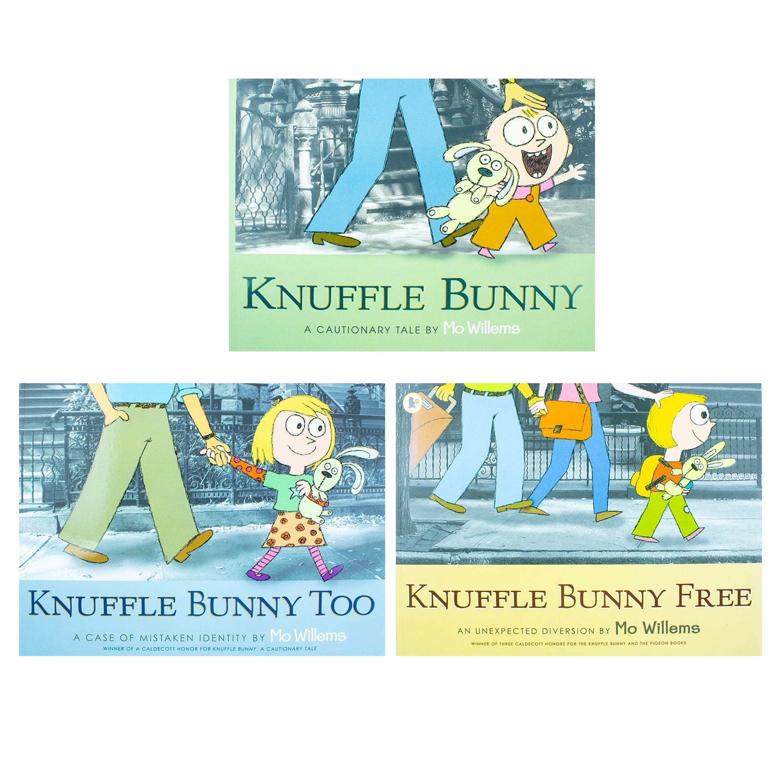 Knuffle Bunny Series Collection 3 Books Set By Mo Willems (Knuffle Bunny, Knuffle Bunny Too and Knuffle Bunny Free)