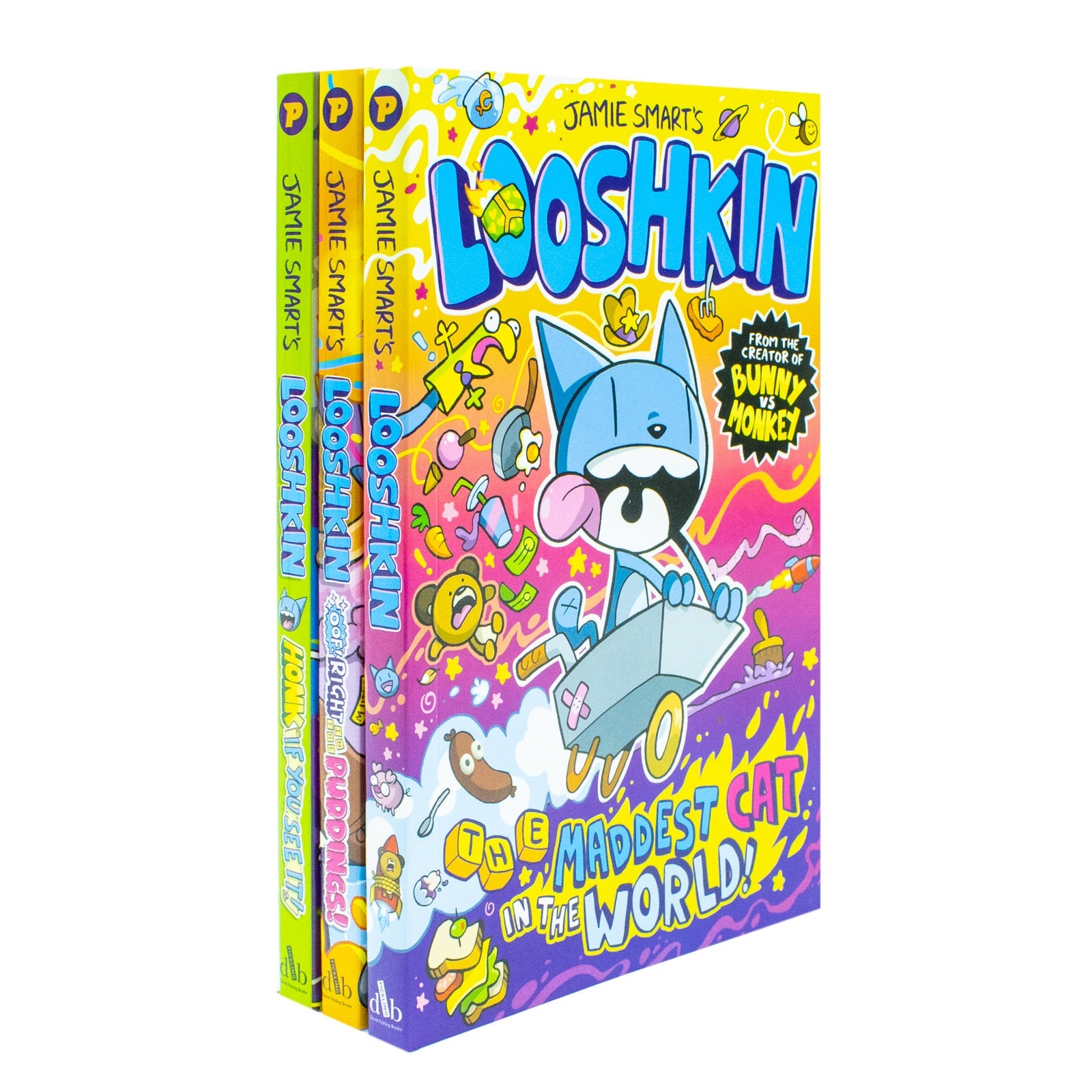 Jamie Smart's Looshkin Series: 3 Books Collection Set - Honk If You See It!, Oof! Right in the Puddings!, Maddest Cat in the World paperback Age 6+