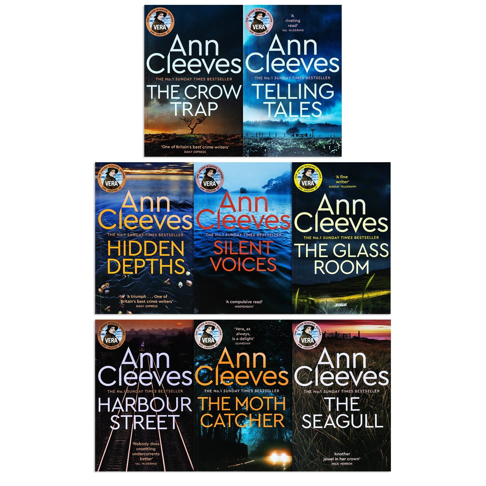 Ann Cleeves Vera Stanhope 8 Books Series Collection Set (The Seagull, Glass Room) - Mystery Crime Novels by Bestselling Author, British Fiction