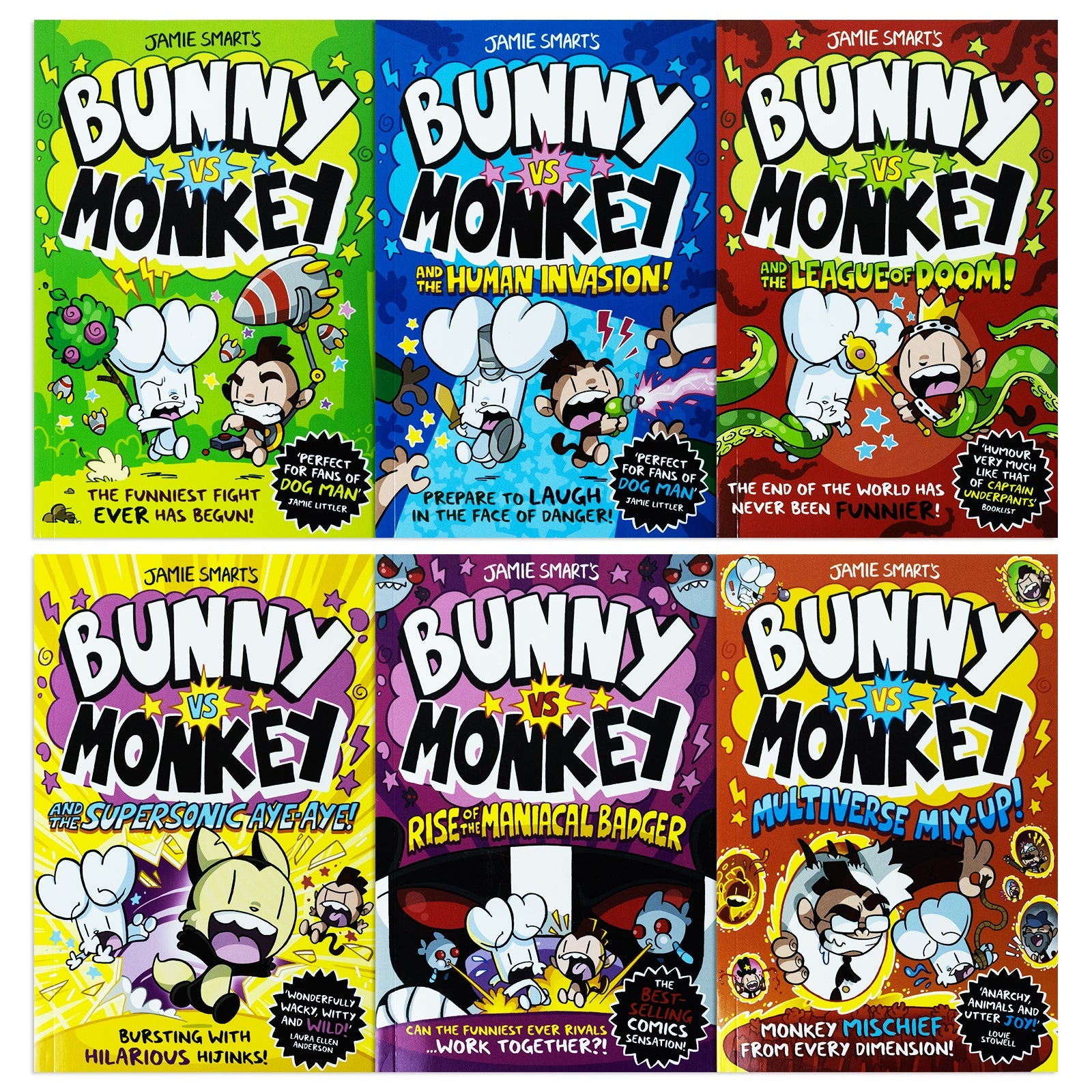 Bunny vs Monkey by Jamie Smart 6 Book Set