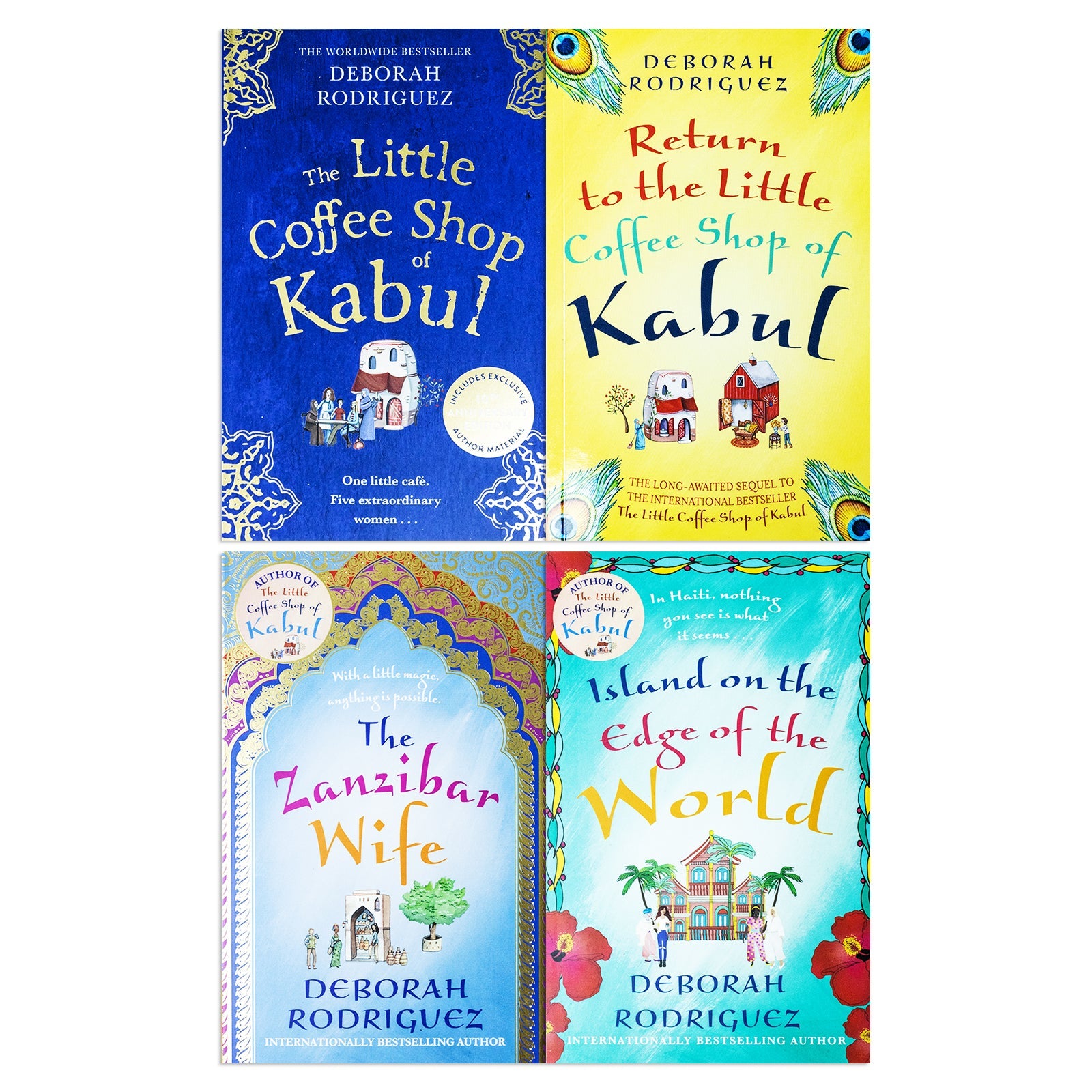 Deborah Rodriguez Collection 4 Books Set (The Little Coffee Shop of Kabul, Return to the Little Coffee Shop of Kabul, Island on the Edge of the World, The Zanzibar Wife)