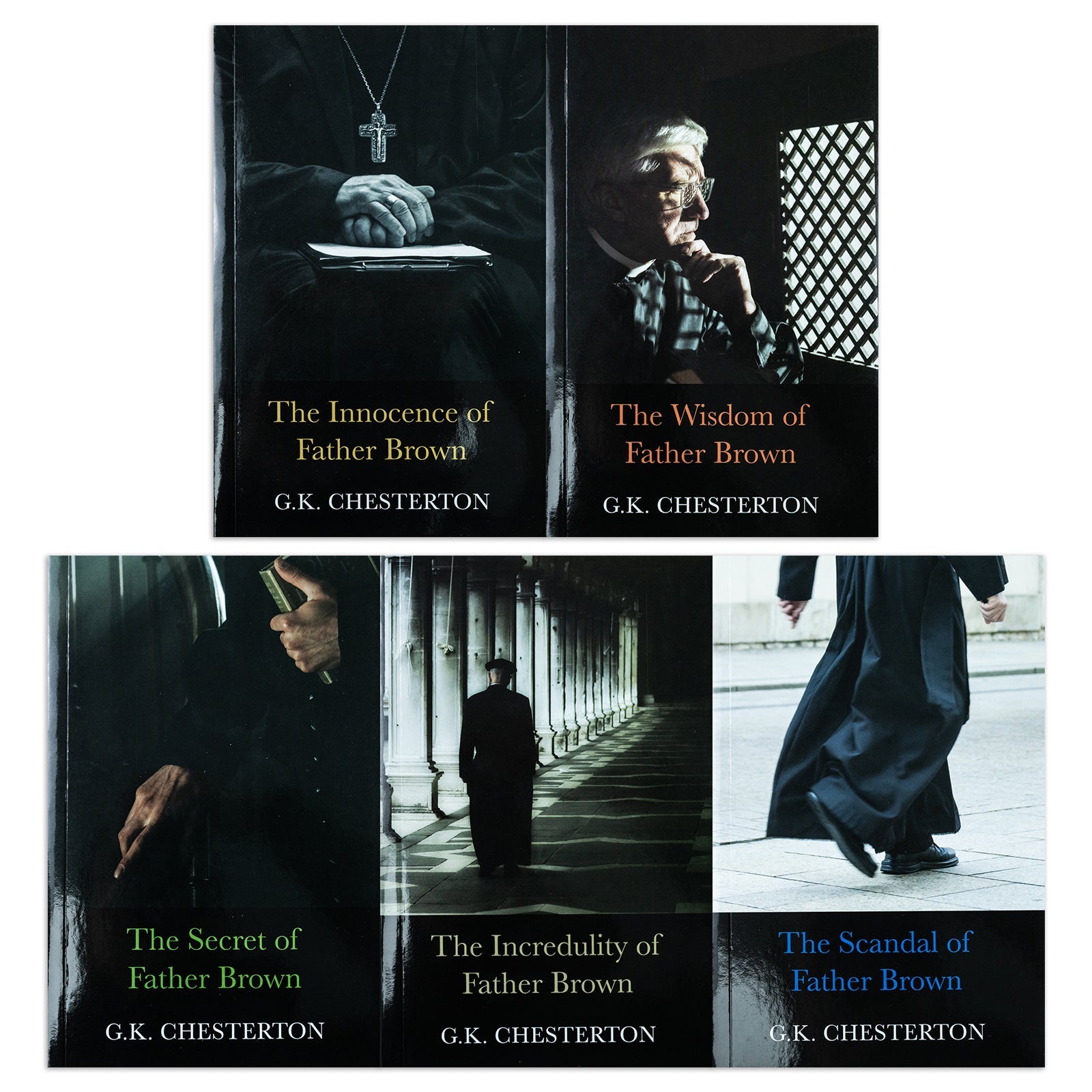 Father Brown Mysteries Collection 5 Books Box Set By G.K Chesterton (Innocence, Wisdom, Incredulity, Secret & Scandal)