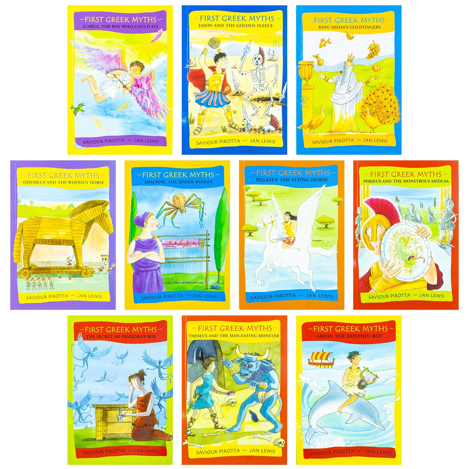 First Greek Myths Series 10 Books Collection Set by Saviour Pirotta, Jan Lewis