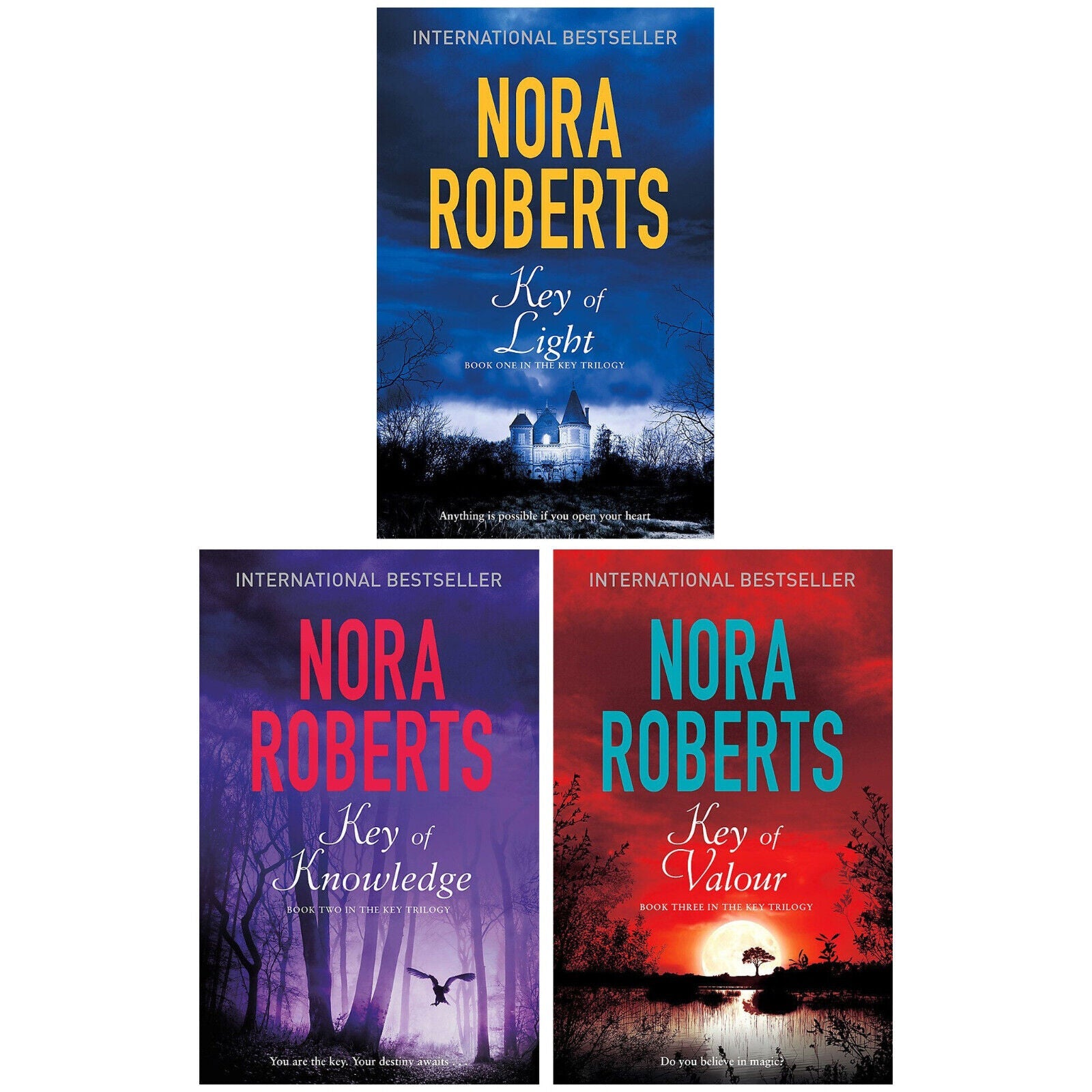 The Key Trilogy Collection 3 Book Set By Nora Roberts (Key of Light, Key of Knowledge, Key of Valor)