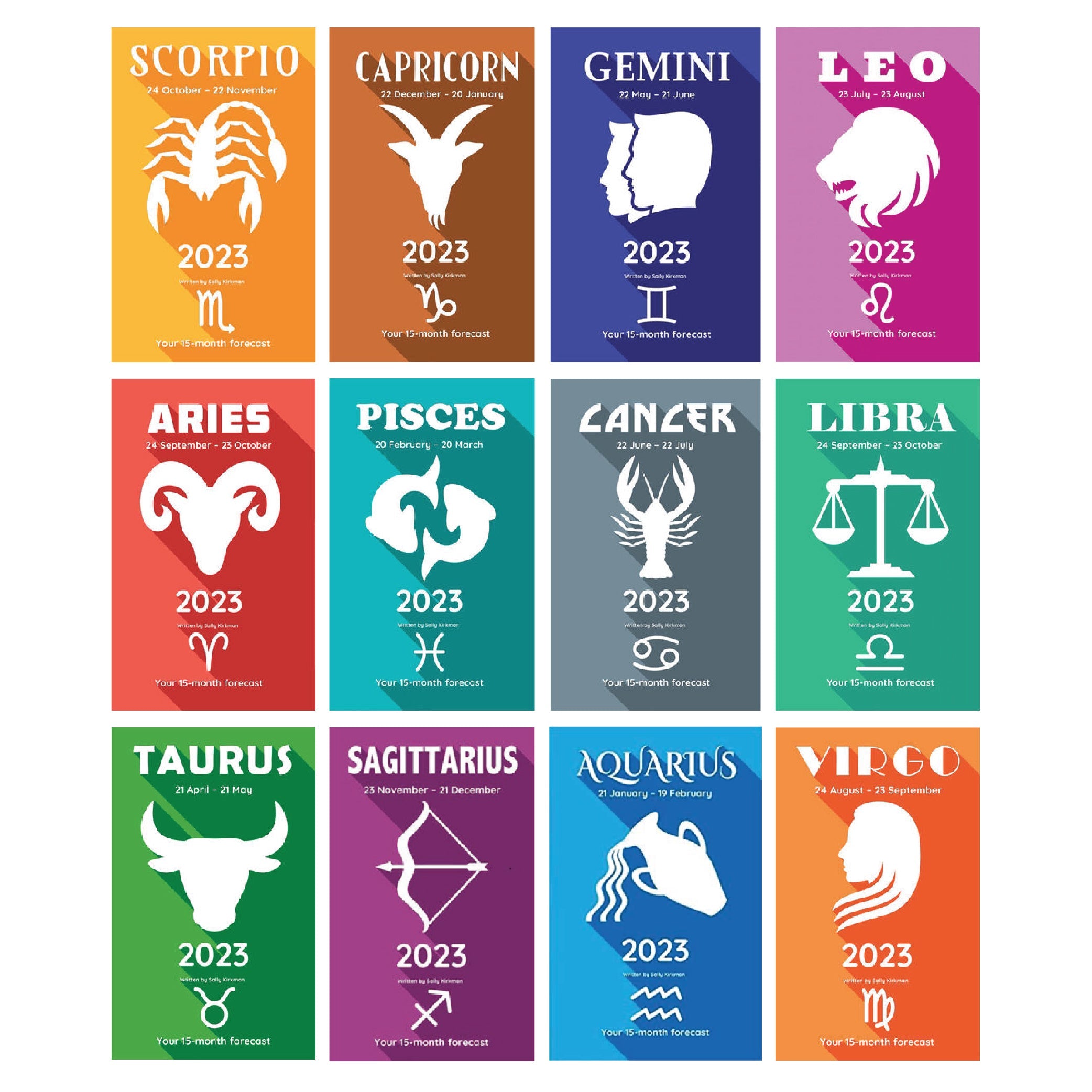 Your Horoscopes 2023 All 12 Months 12 Book Set Collection by Sally Kirkman Zodiac Sign, Future Reading