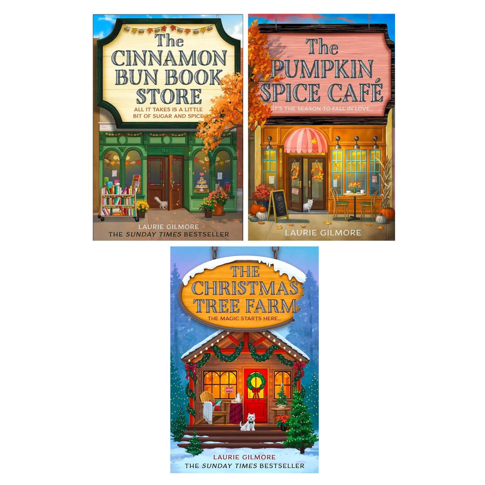 Dream Harbor Series 3 Books Collection Set By Laurie Gilmore (The Christmas Tree Farm, The Cinnamon Bun Book Store and The Pumpkin Spice Café)