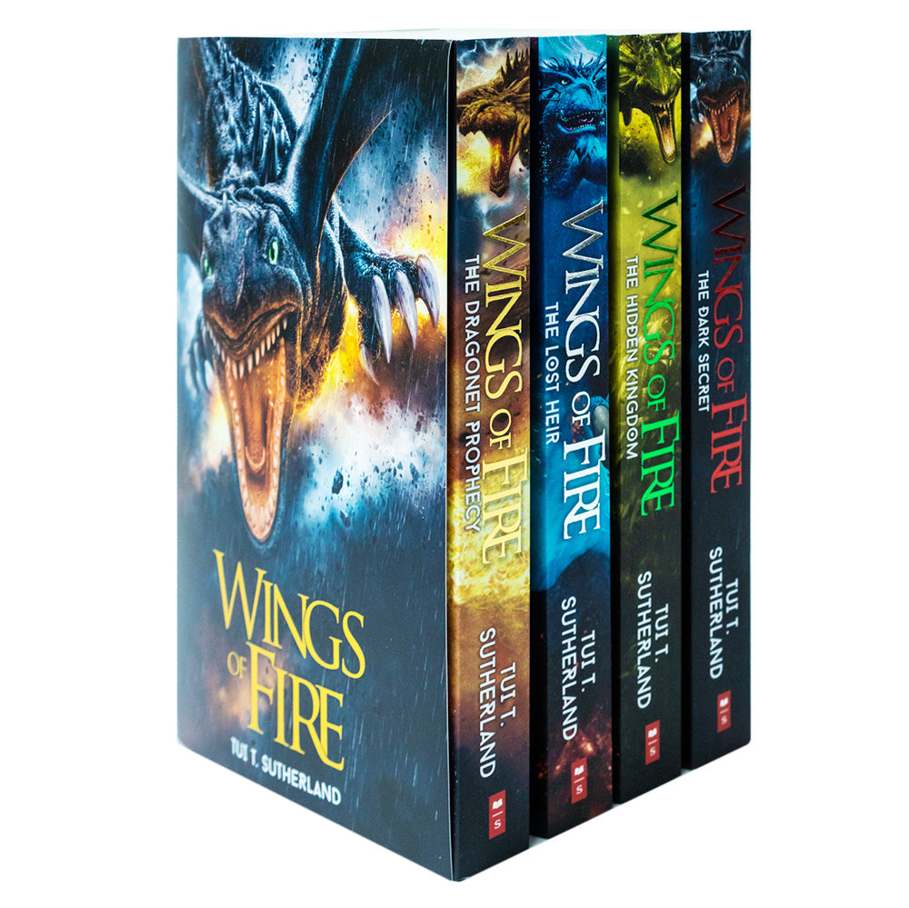 Wings of Fire Series Books 1 - 4 Collection Set by Tui T Sutherland (Dragonet Prophecy, The Lost Heir, The Hidden Kingdom & The Dark Secret)