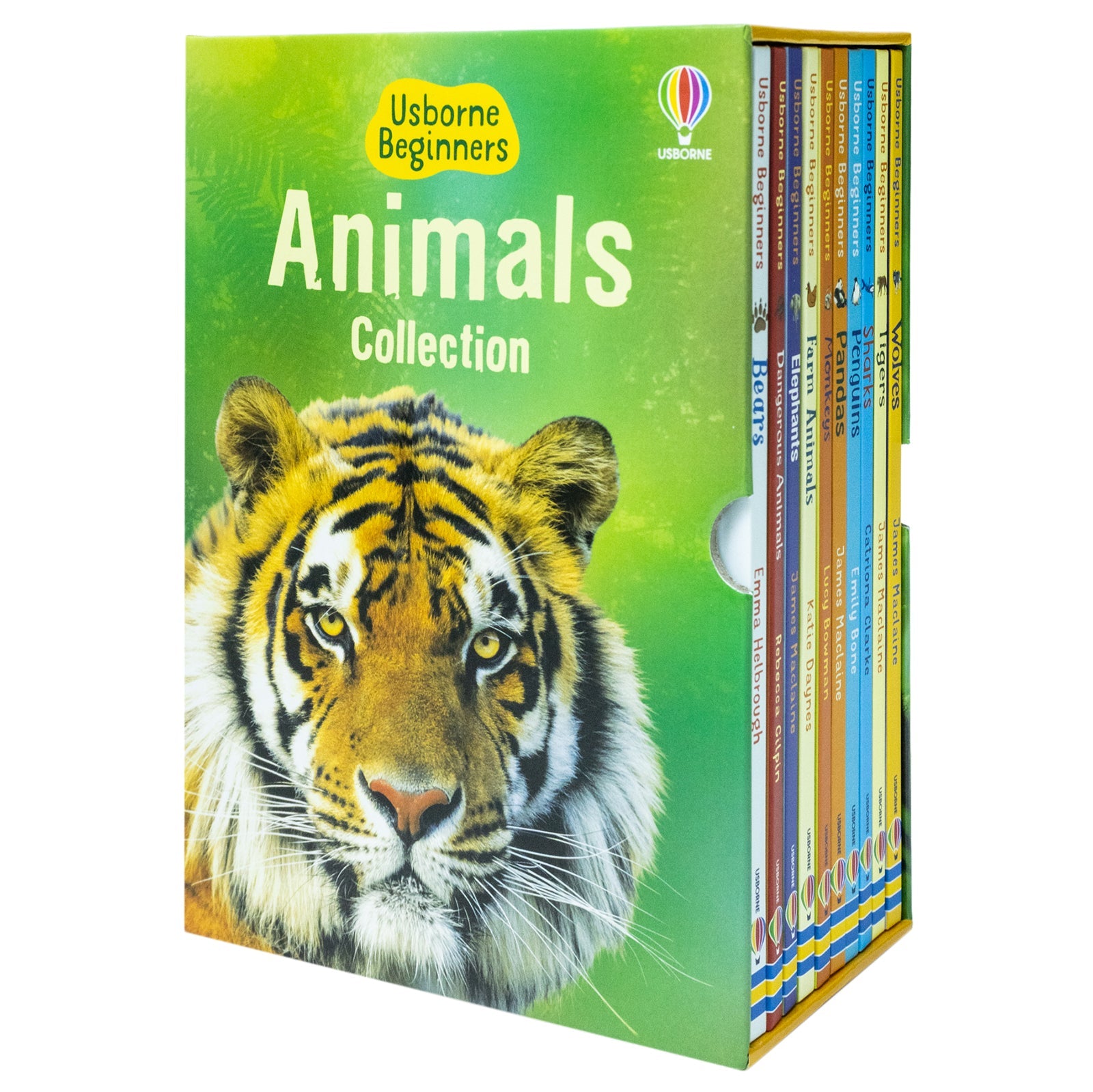 Usborne Beginners Animals Collection 10 Books Box Set (Bears, Dangerous Animals, Elephants, Farm Animals, Monkeys, Pandas, Penguins, Sharks, Tigers & Wolves)