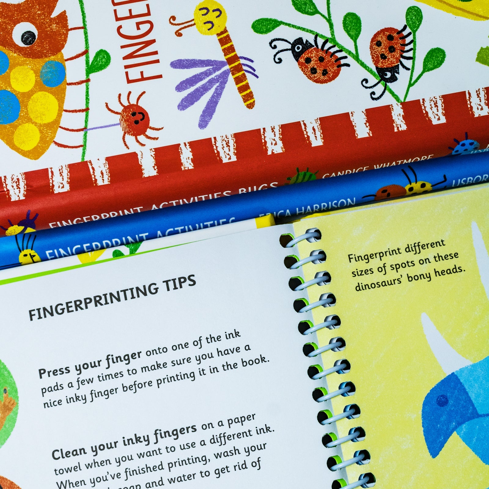 Fingerprint Activities 4 Books Collection Set (Under the Sea, Fingerprint Activities, Dinosaurs, Bugs)