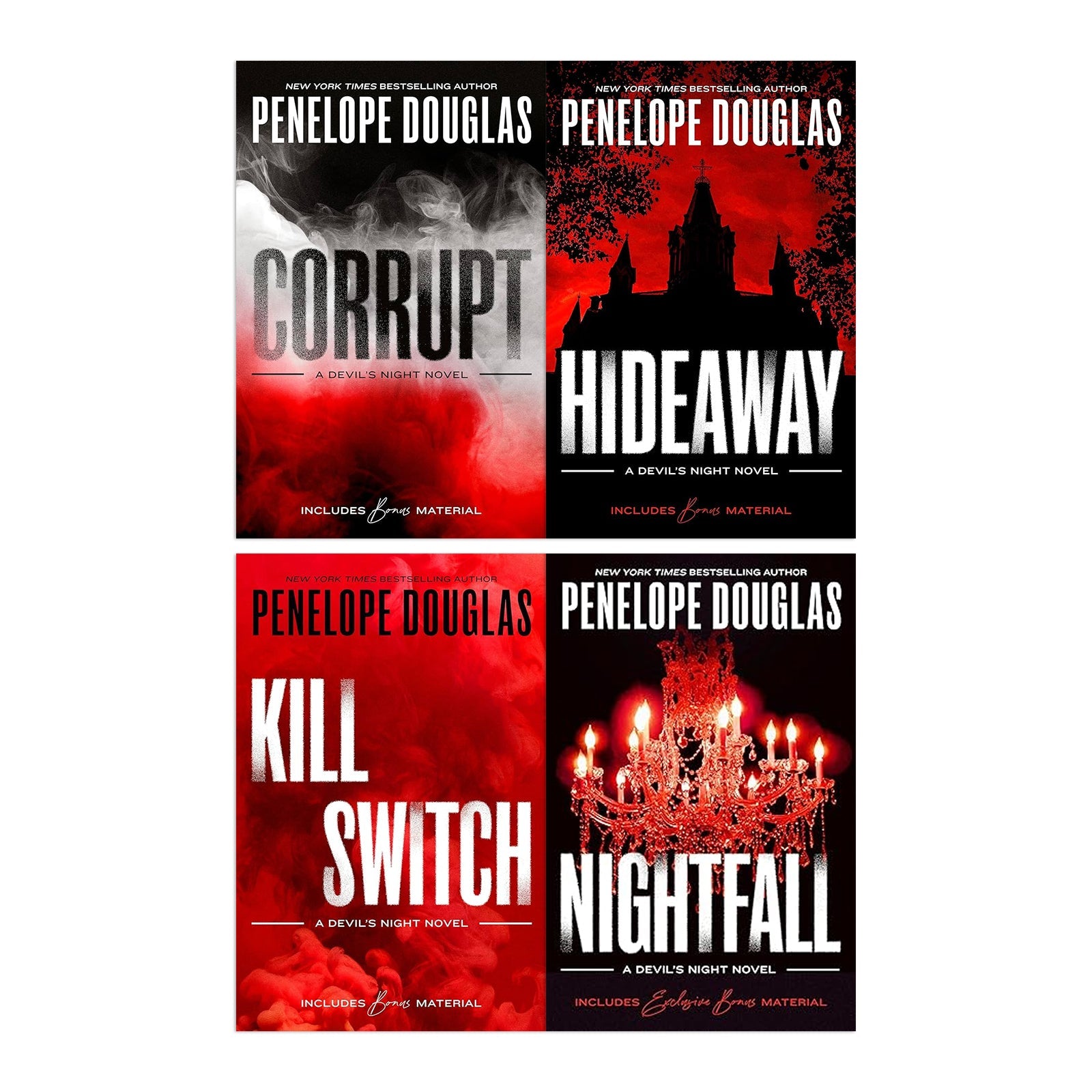 Devil's Night Series By Penelope Douglas 4 Books Collection Set (Corrupt, Hideaway, Kill Switch & Nightfall)