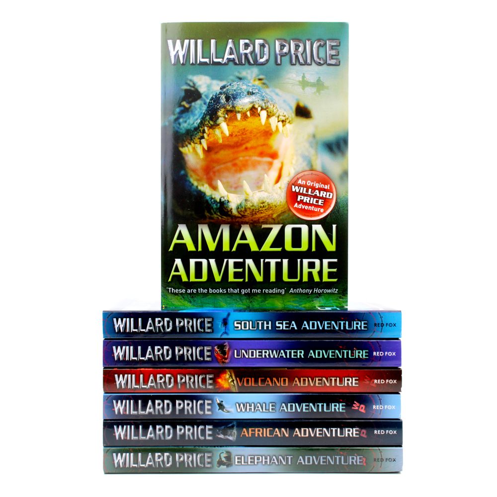 Photo of Hal and Roger Hunt Adventures Series Books 1-7 by Willard Price on a White Background