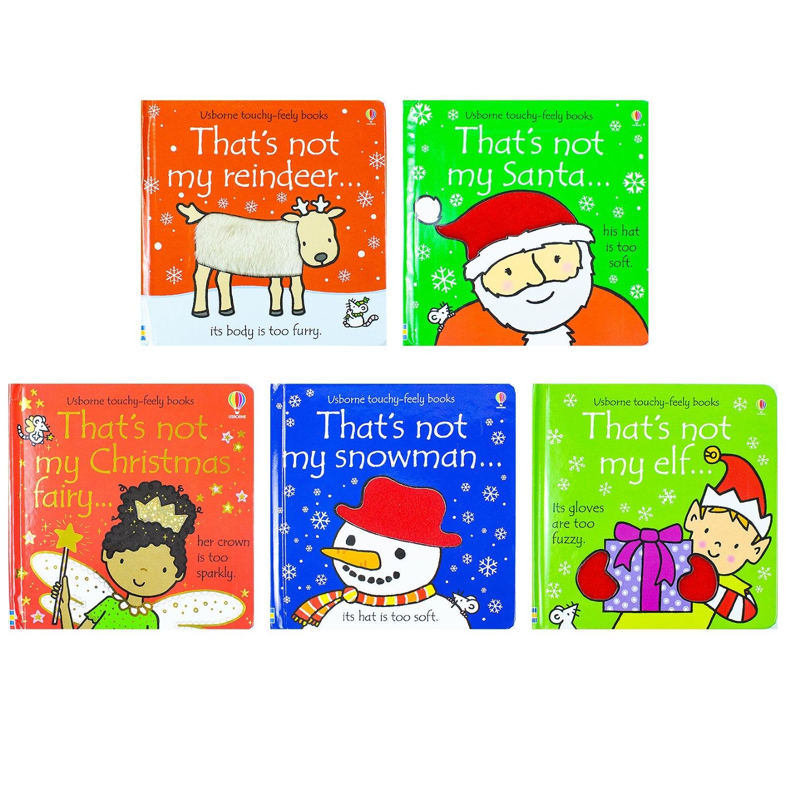 Usborne Thats Not My Christmas Series 5 Books Collection Set (Touchy-Feely Board Books) by Fiona Watt Inc That's Not My Christmas Fairy, Snowman, Elf, Santa & Reindeer